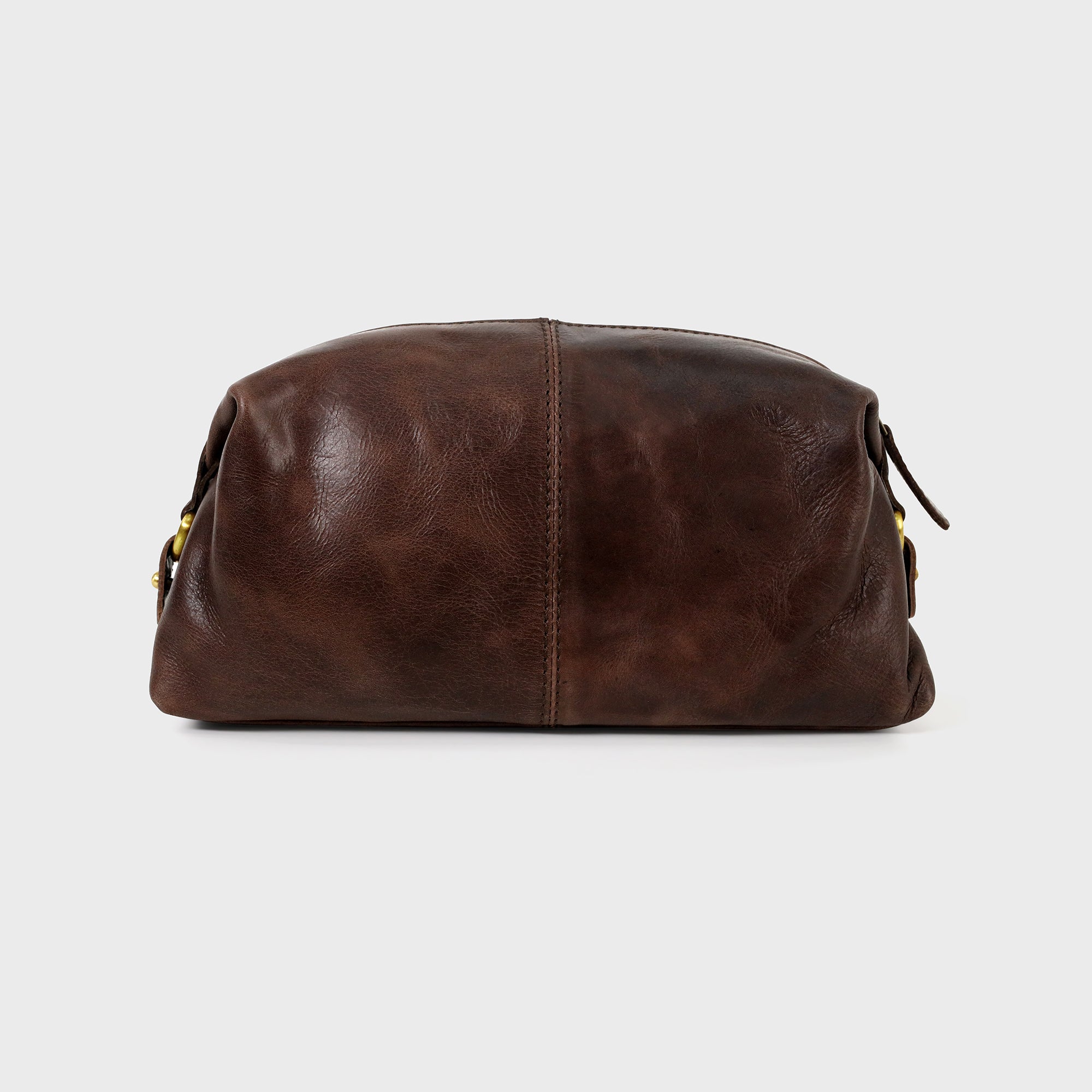 Personalised Collar Stud Leather Washbag - Brown