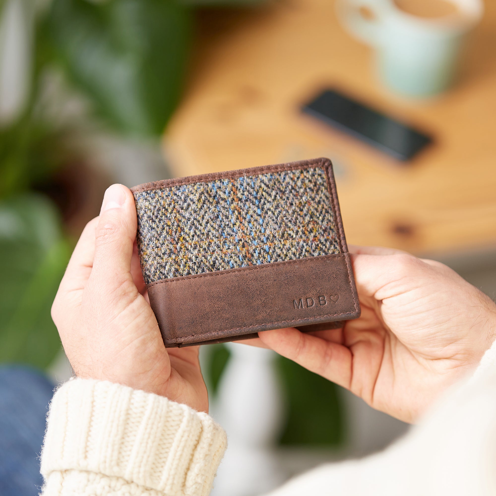 Personalised Tweed Wallet - Carloway Brown Tweed