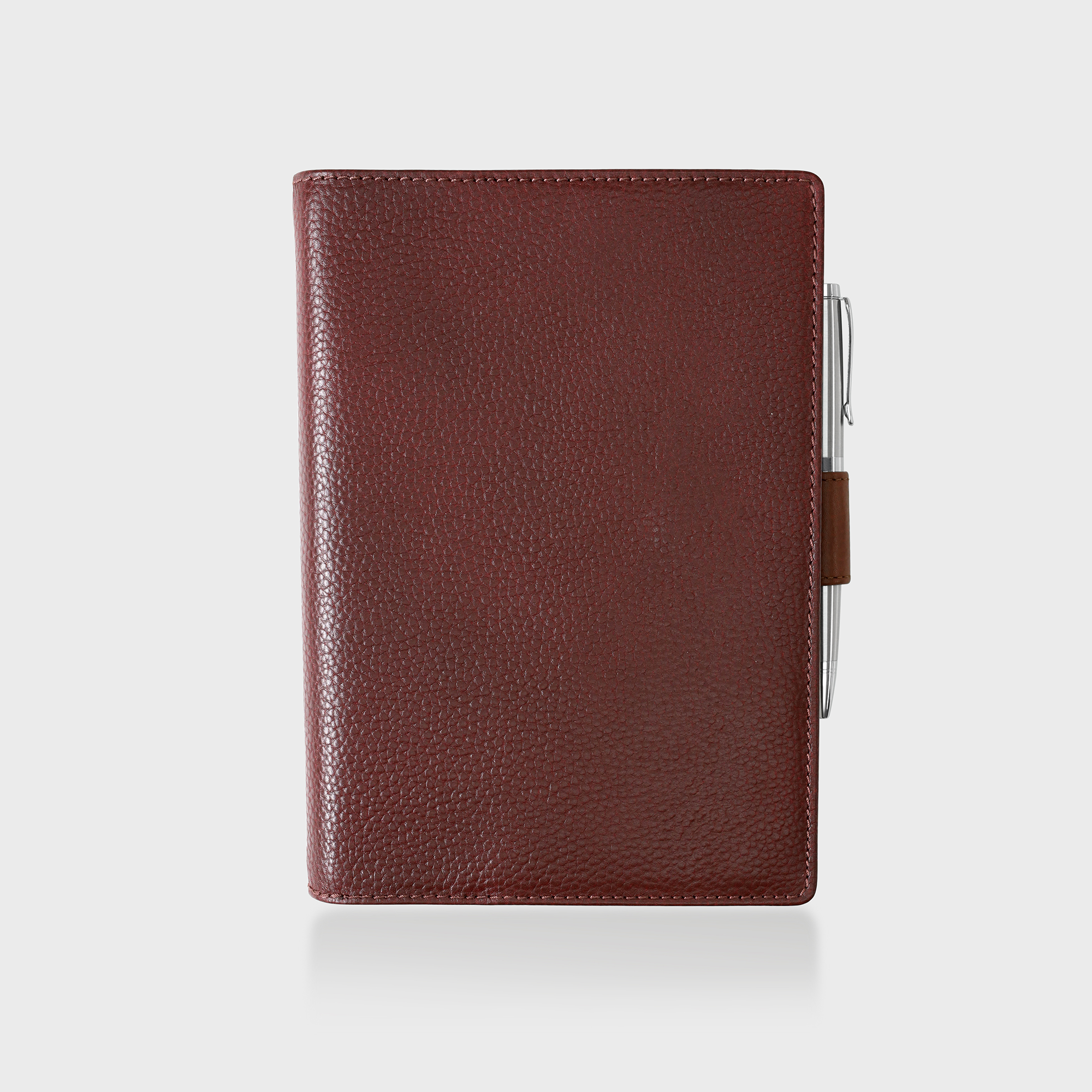 Personalised Pebble Grain Leather Notebook - Burgundy / Tan