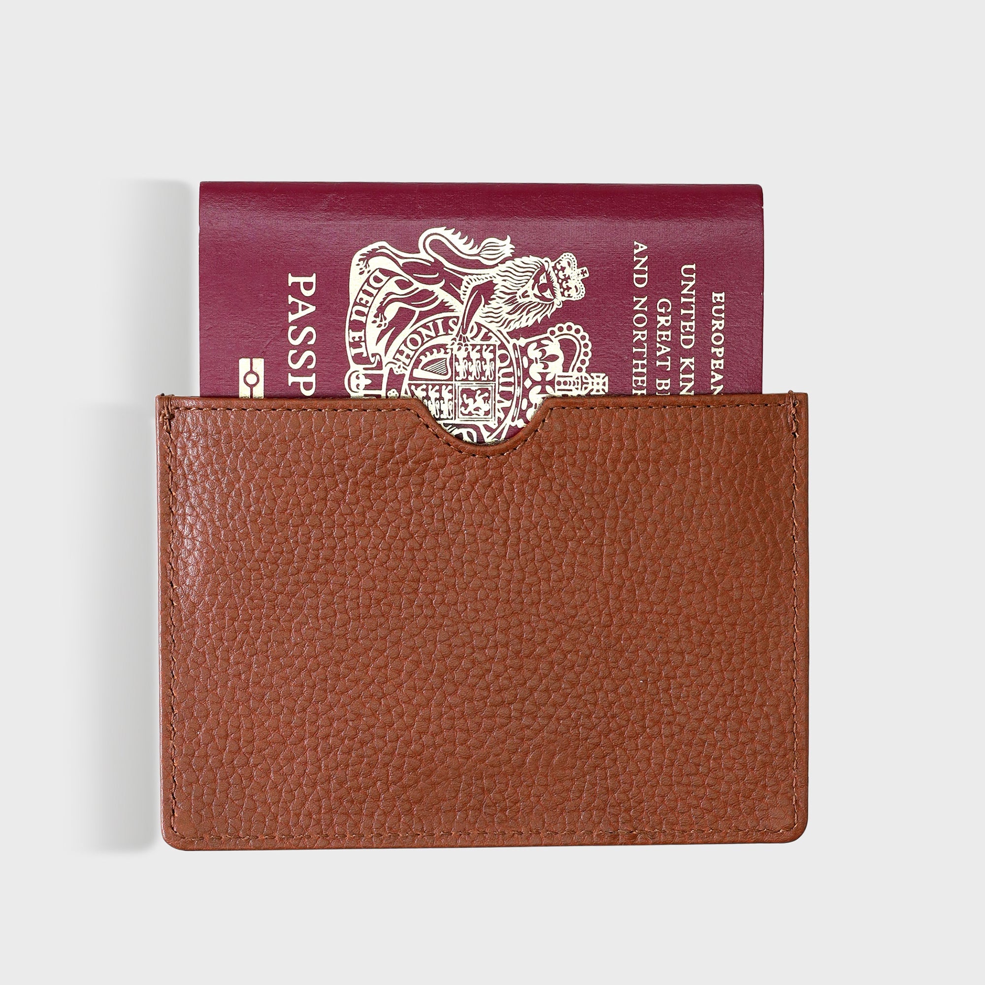 Personalised Pebble Grain Leather Passport Sleeve - Tan