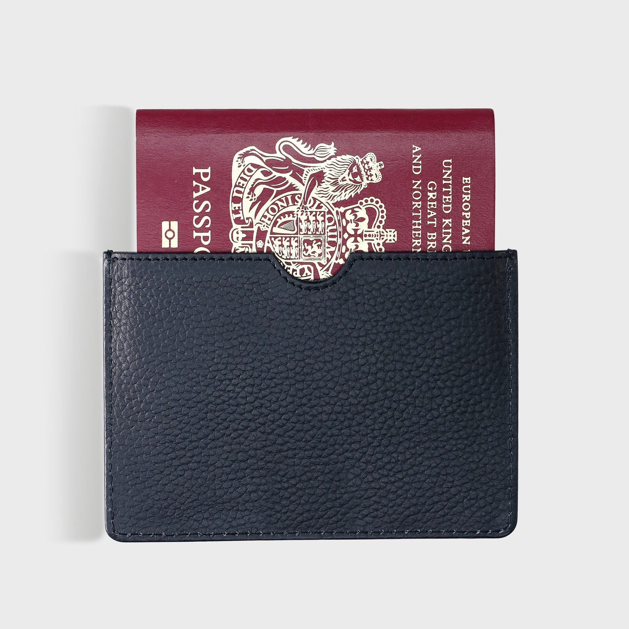 Personalised Pebble Grain Leather Passport Sleeve - Navy