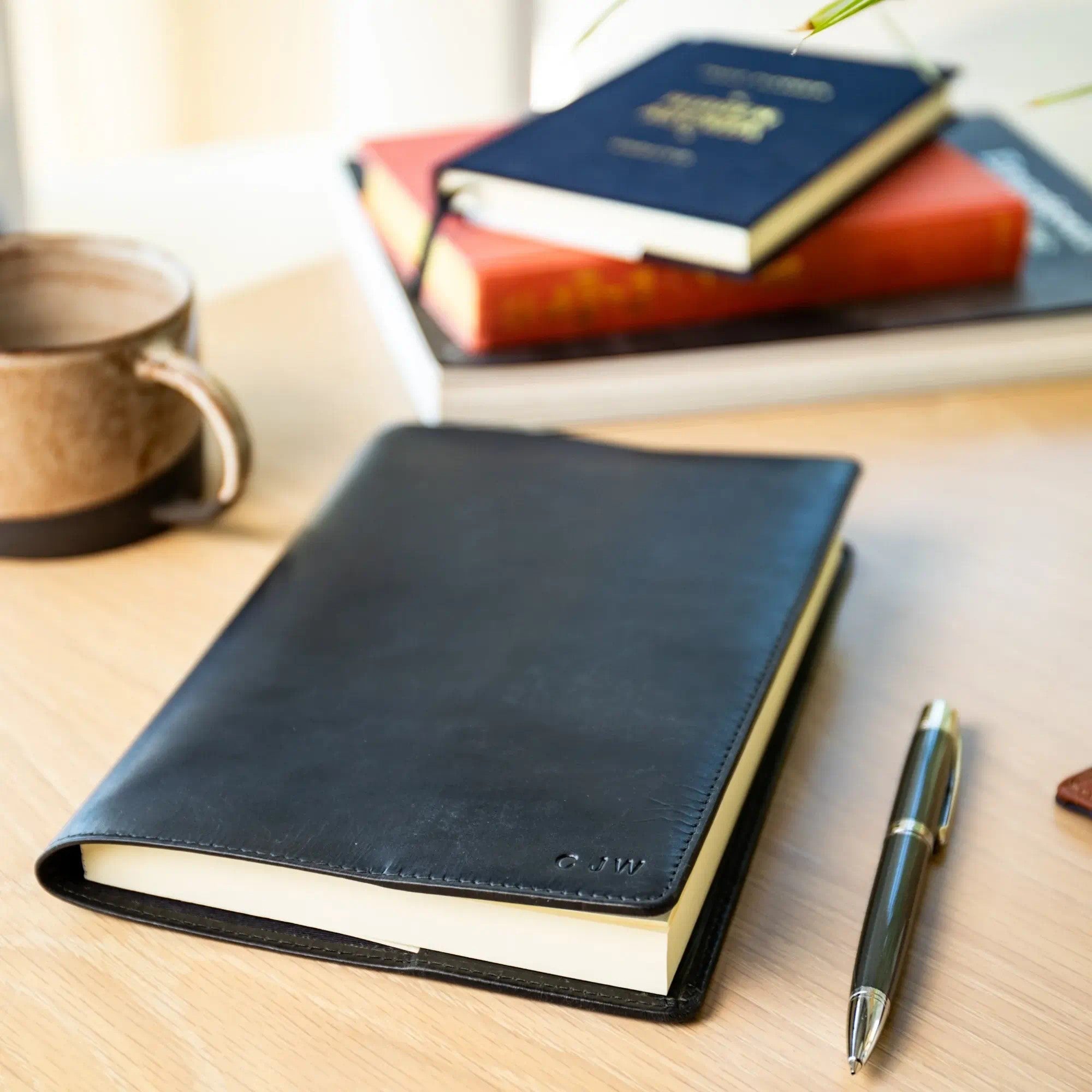 Personalised Refillable Leather Notebook - Black