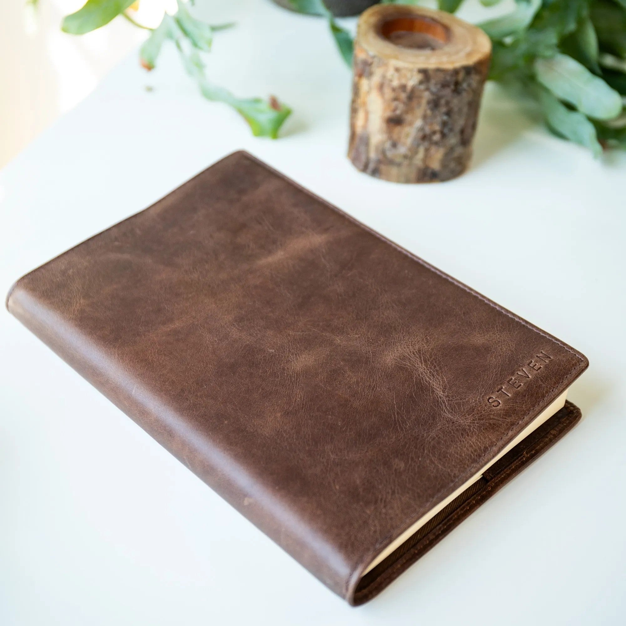 Personalised Refillable Leather Notebook - Brown
