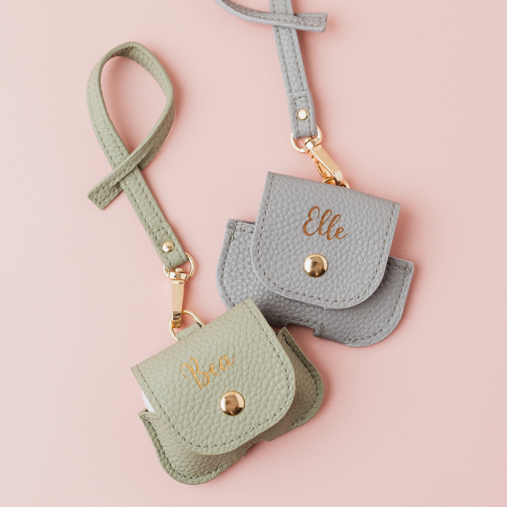 Personalised Faux Leather AirPod Case - Sage Green