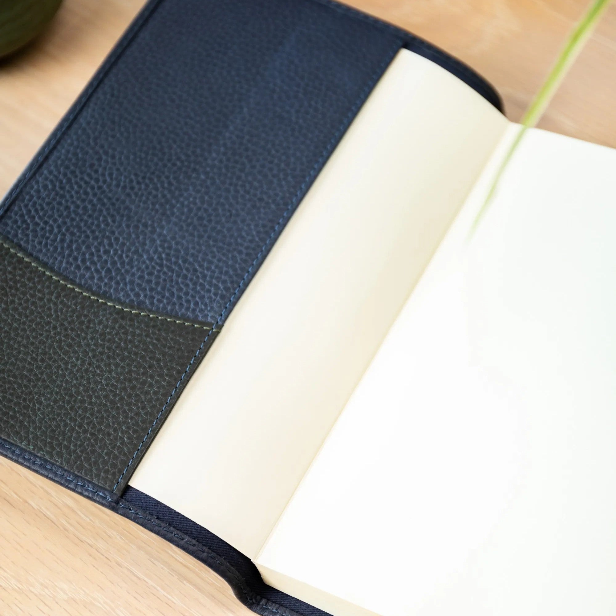 Personalised Pebble Grain Leather Notebook - Navy / Bottle Green