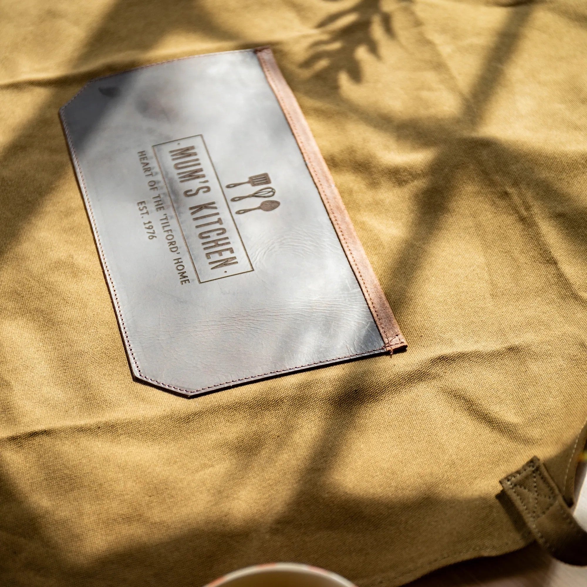 Personalised Leather and Canvas Apron - Olive