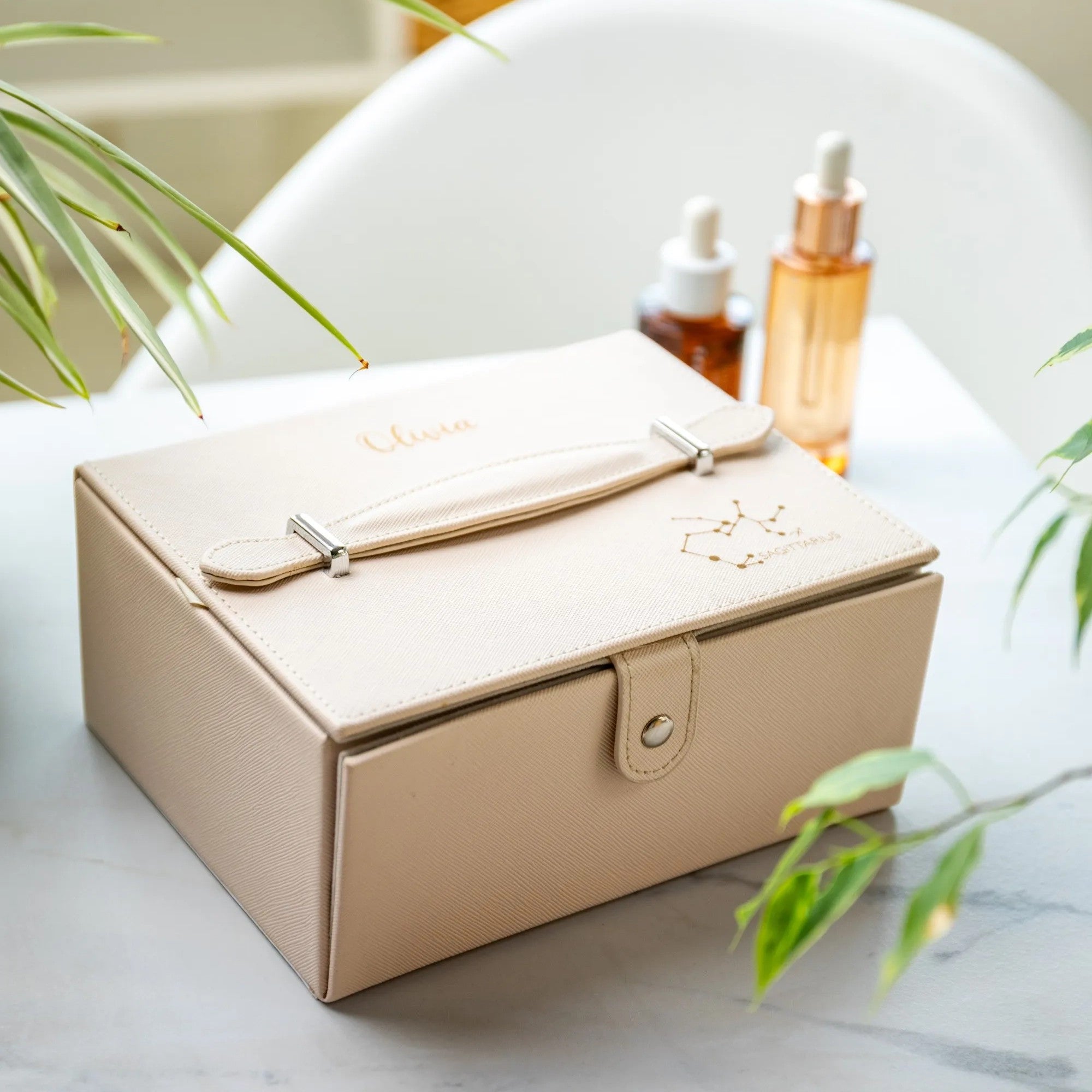 Personalised Saffiano Two Tier Jewellery Box With Drawer