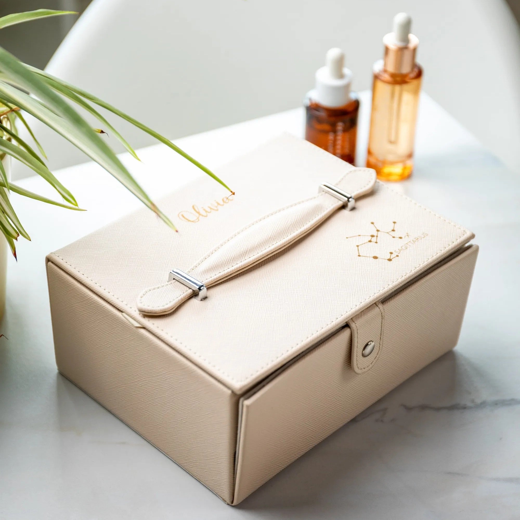 Personalised Saffiano Two Tier Jewellery Box With Drawer