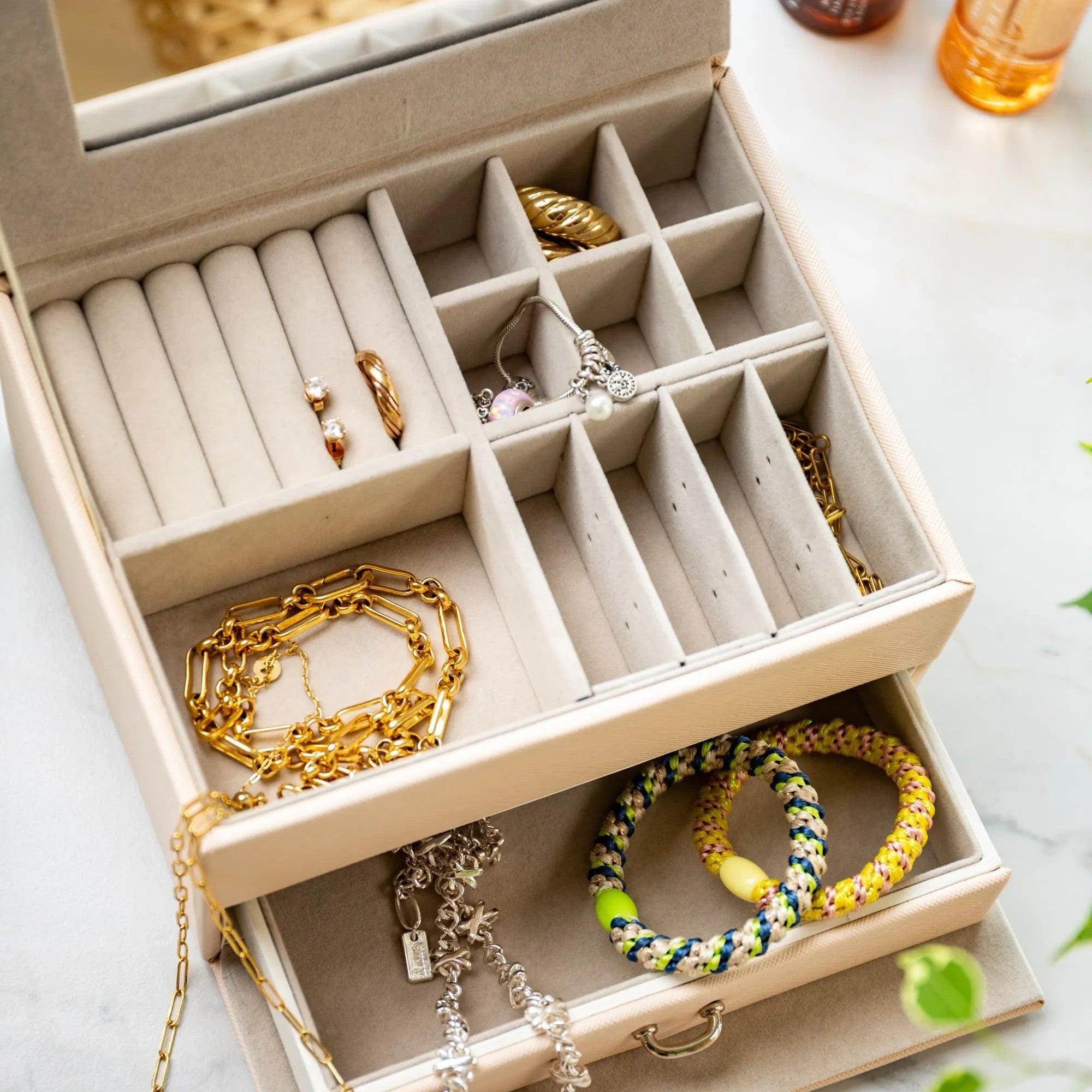 Personalised Saffiano Two Tier Jewellery Box With Drawer