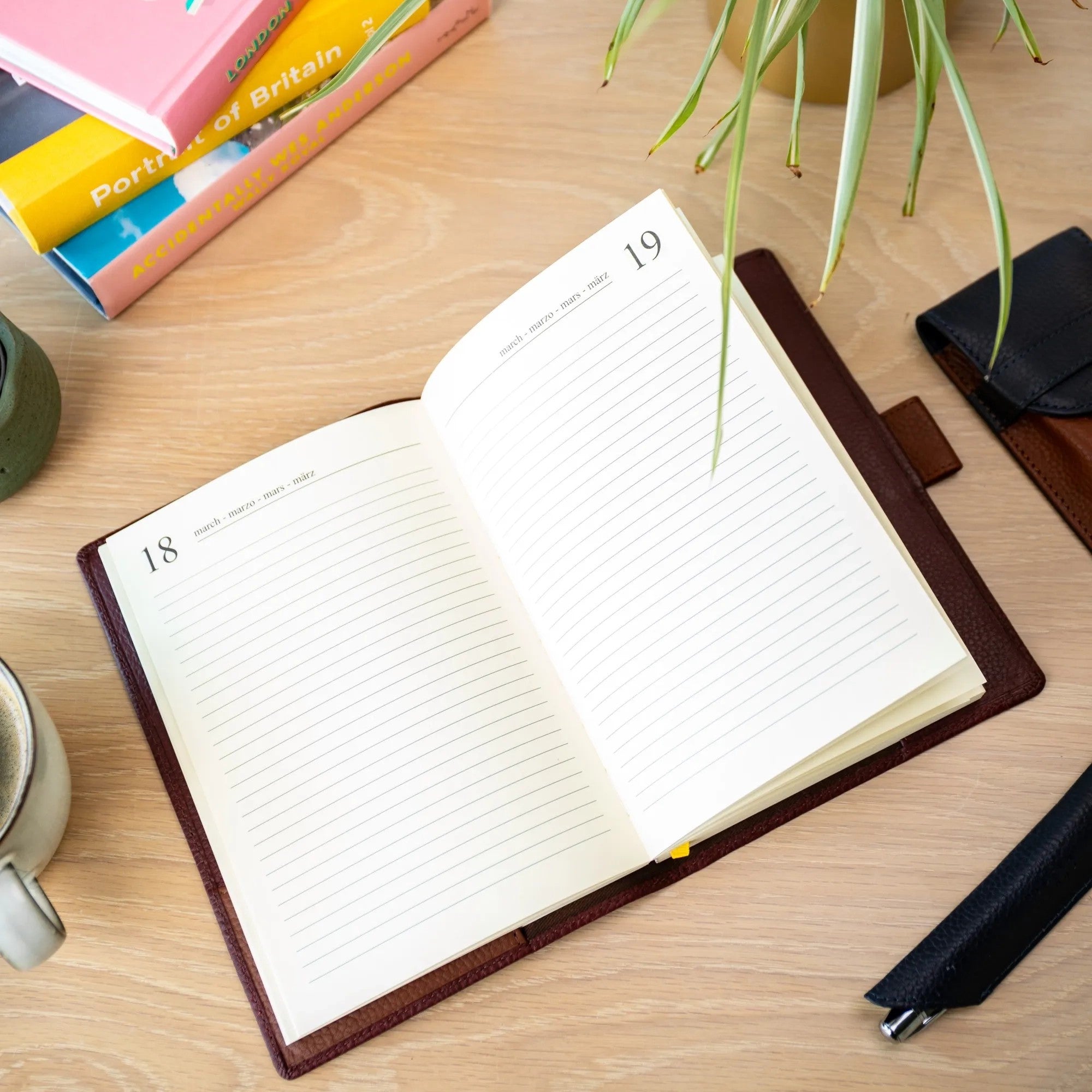 Personalised Pebble Grain Leather Notebook - Burgundy / Tan