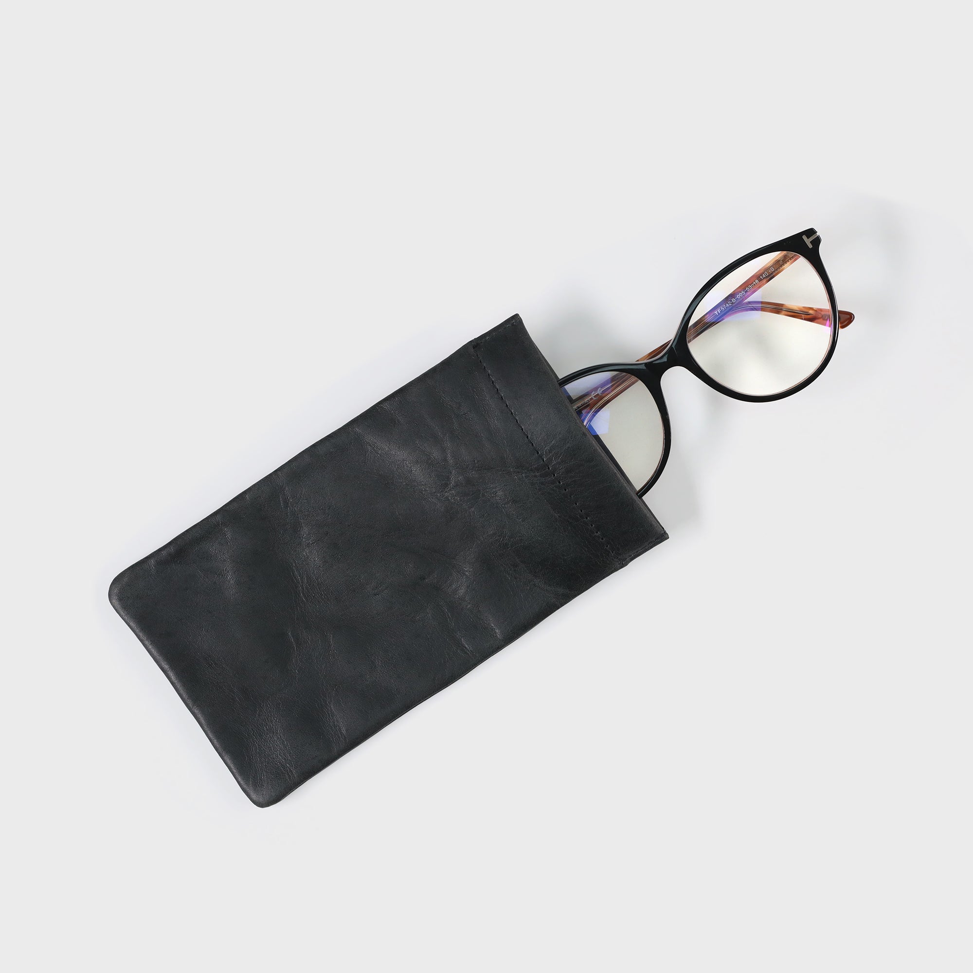 Personalised Leather Glasses Slip - Black