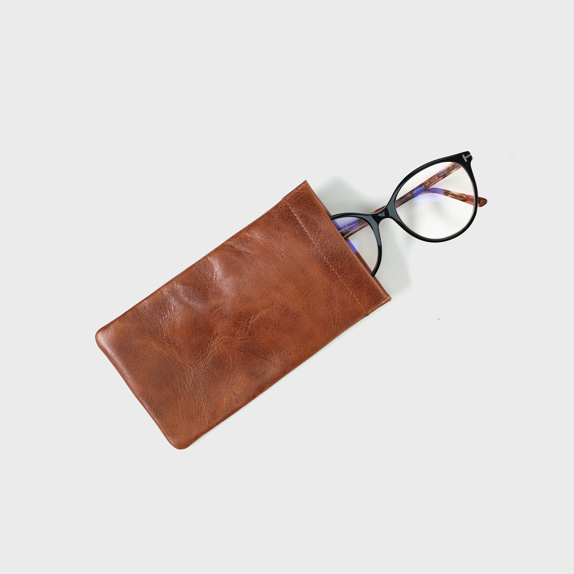 Personalised Leather Glasses Slip - Tan