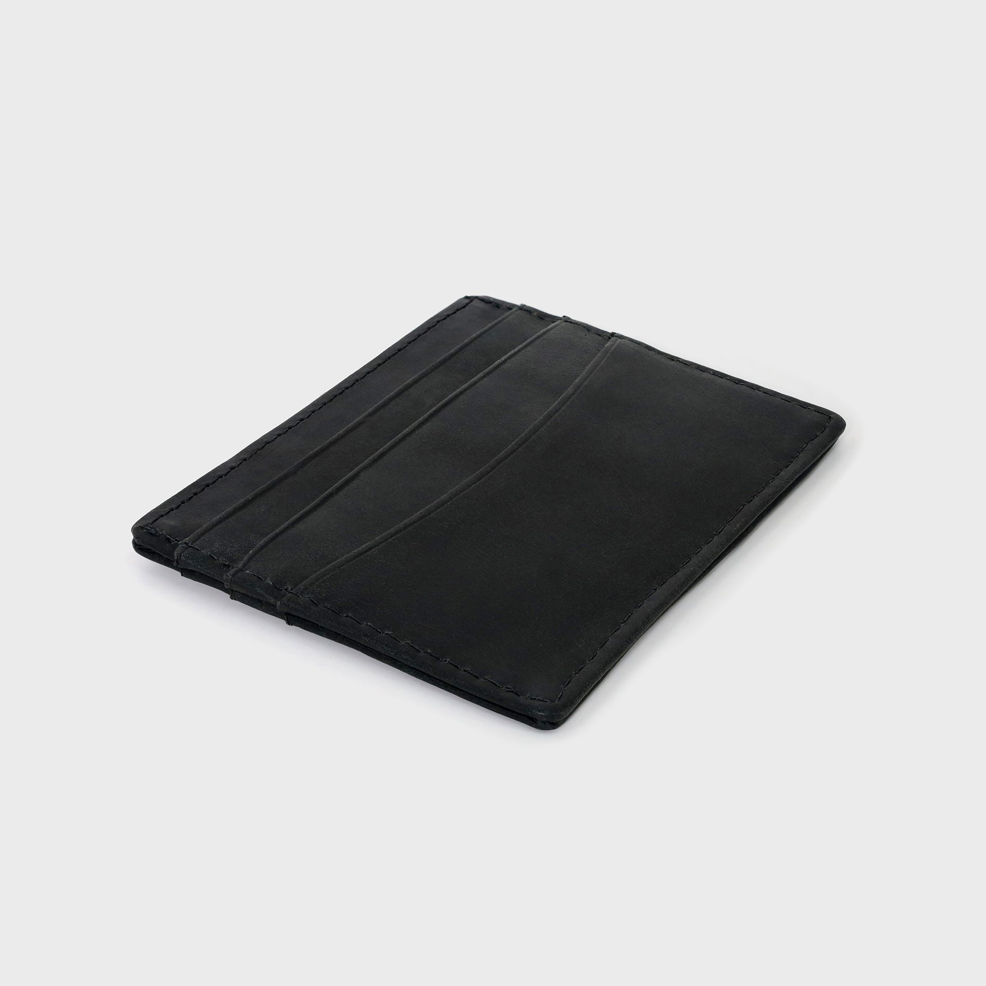 Personalised Vinatge Leather Card Holder - Black