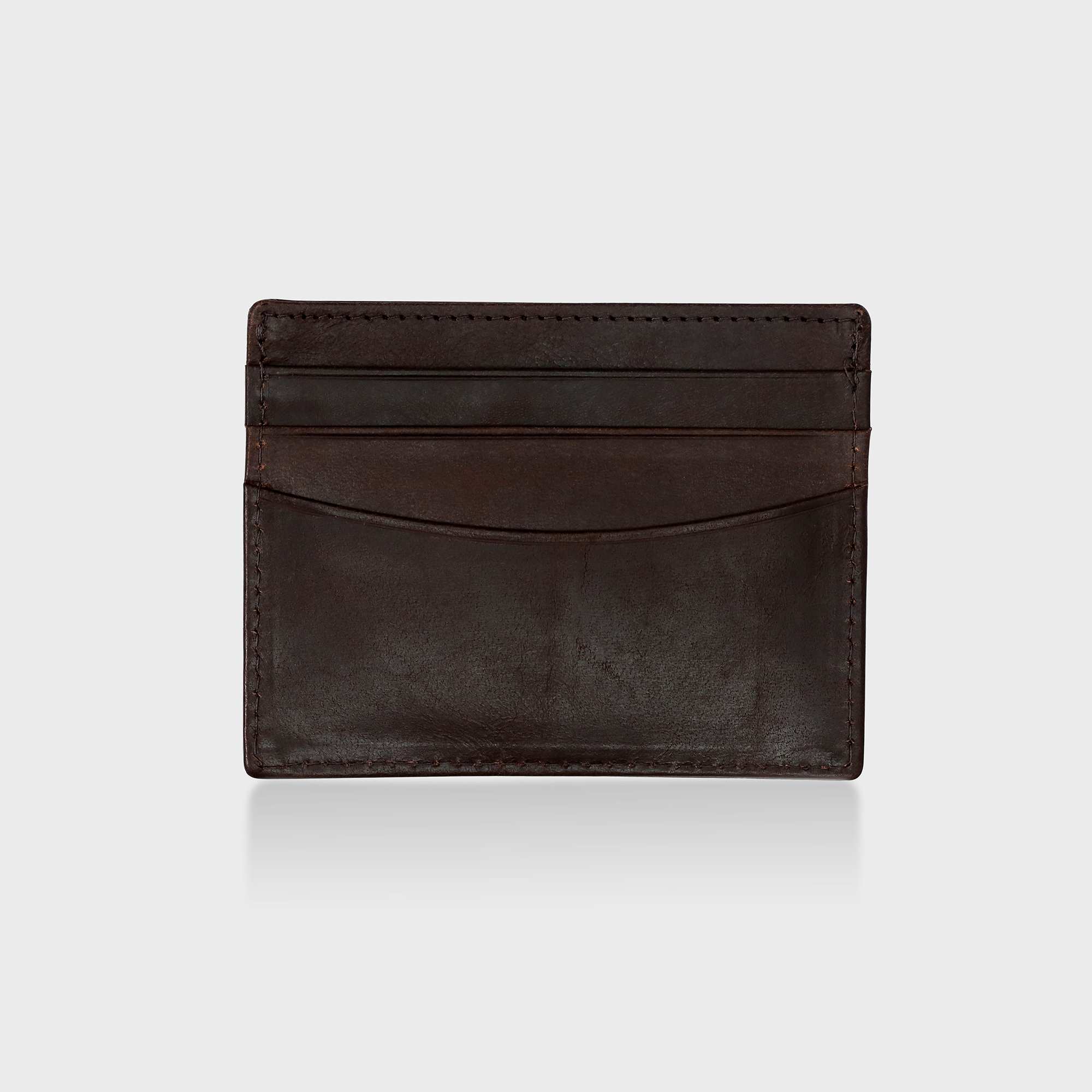 Personalised Vinatge Leather Card Holder - Brown