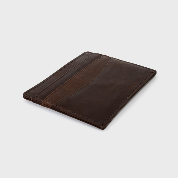 Personalised Vintage Leather Card Holder - Brown