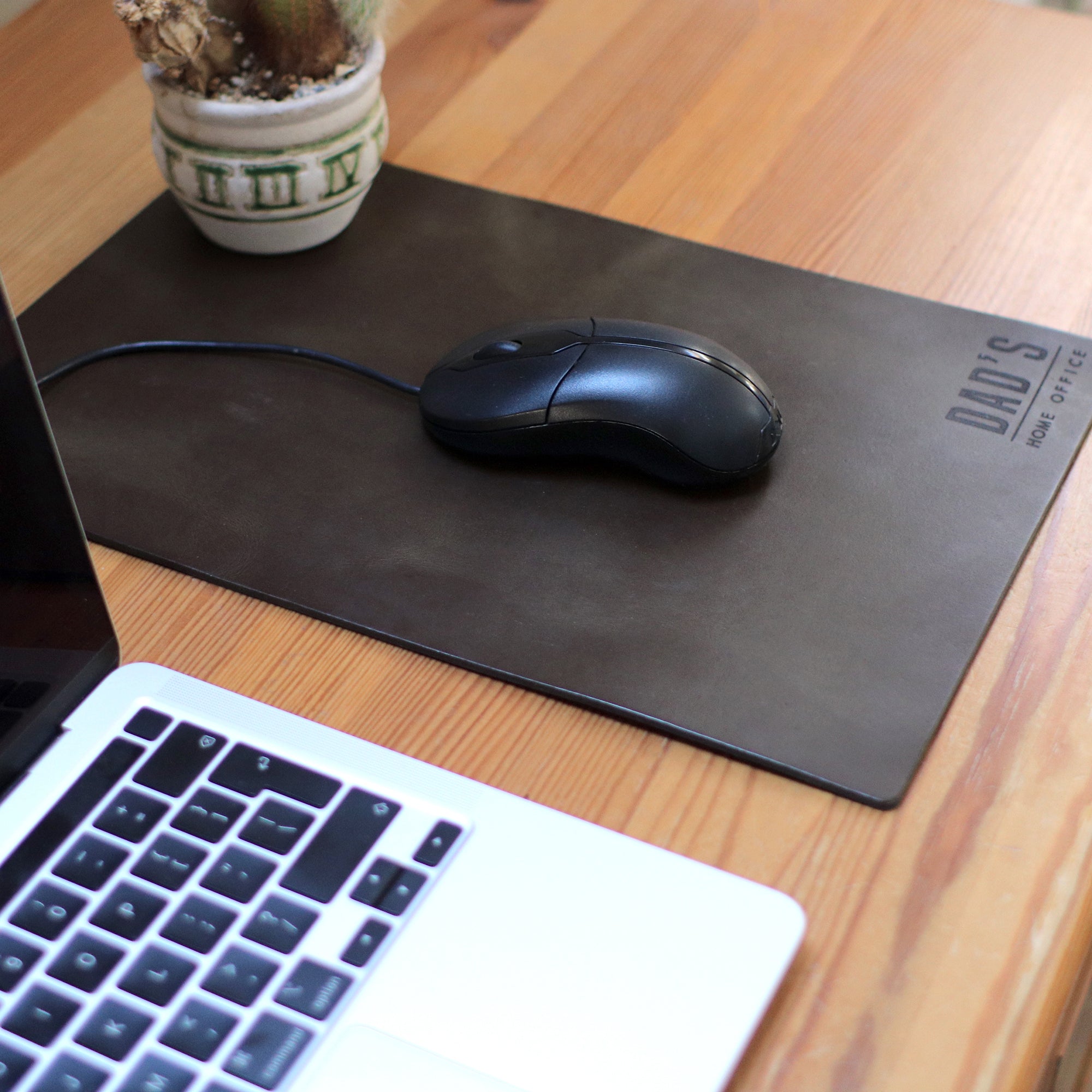 Personalised Recycled Leather Mini Mouse Mat - Brown