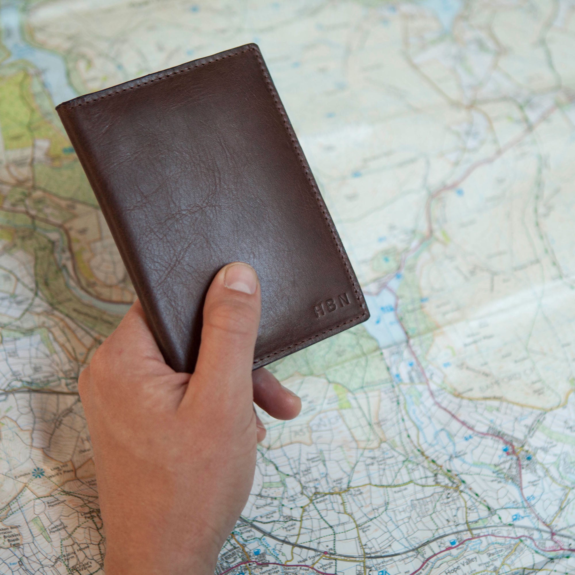 Personalised Leather Passport Cover - Brown