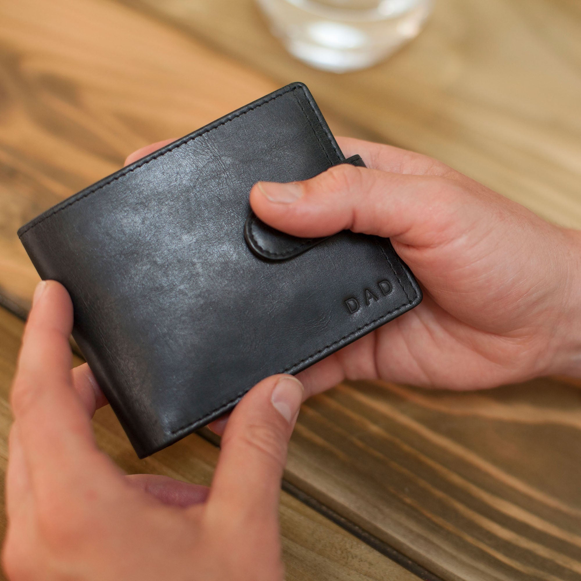 Personalised Leather BiFold Wallet - Black