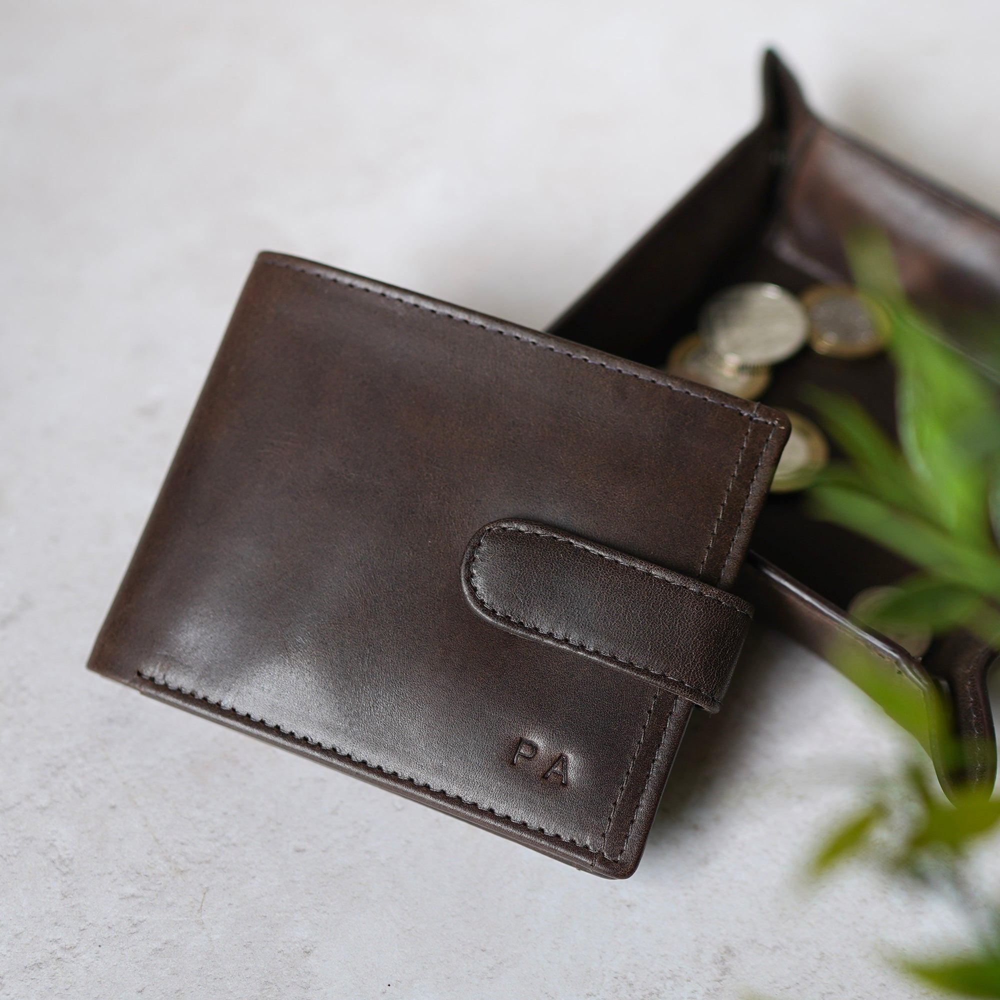 Personalised Leather BiFold Wallet - Brown