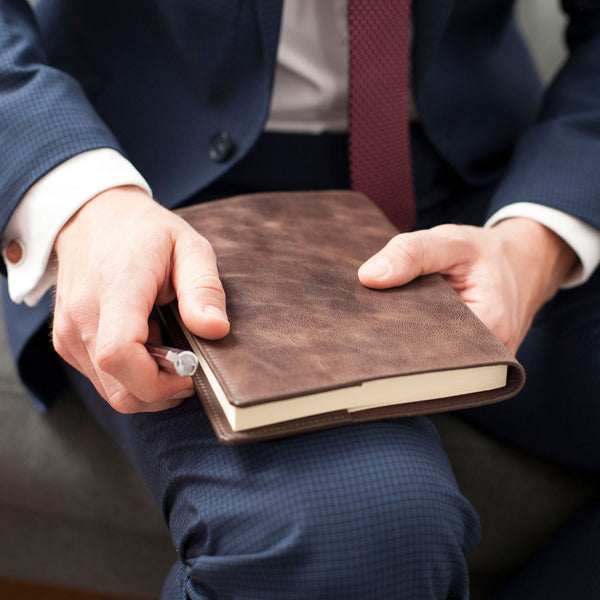 A classic vintage leather notebook that can be customised for a truly personal touch