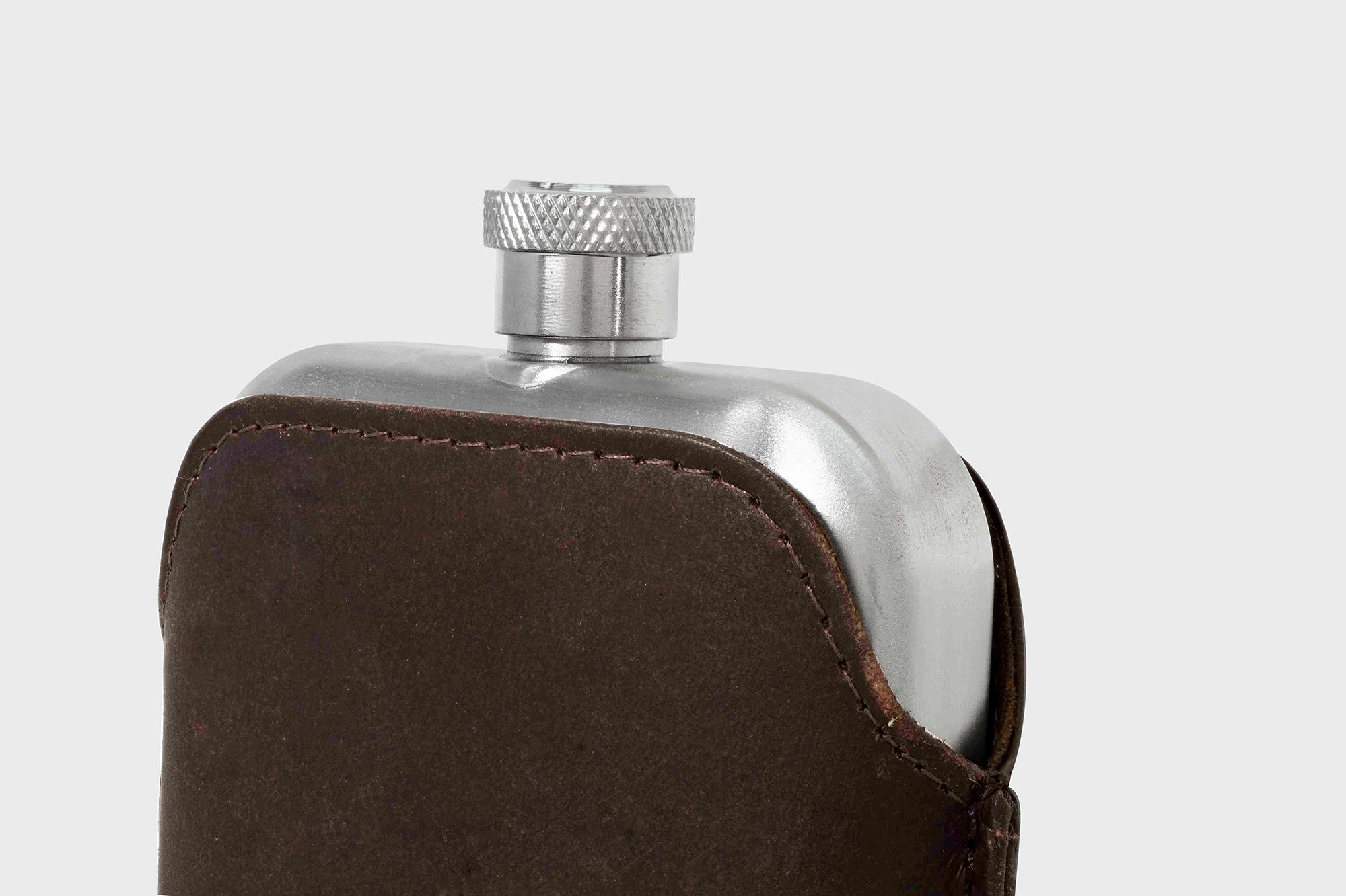 Stainless Steel Hip Flask With Personalised Leather Sleeve - Brown