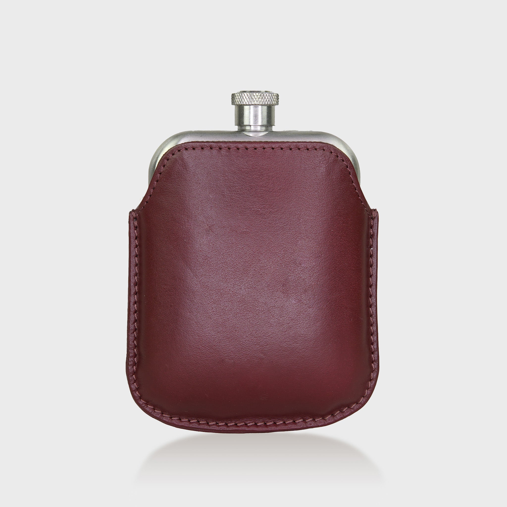 Stainless Steel Hip Flask With Personalised Leather Sleeve - Cherry