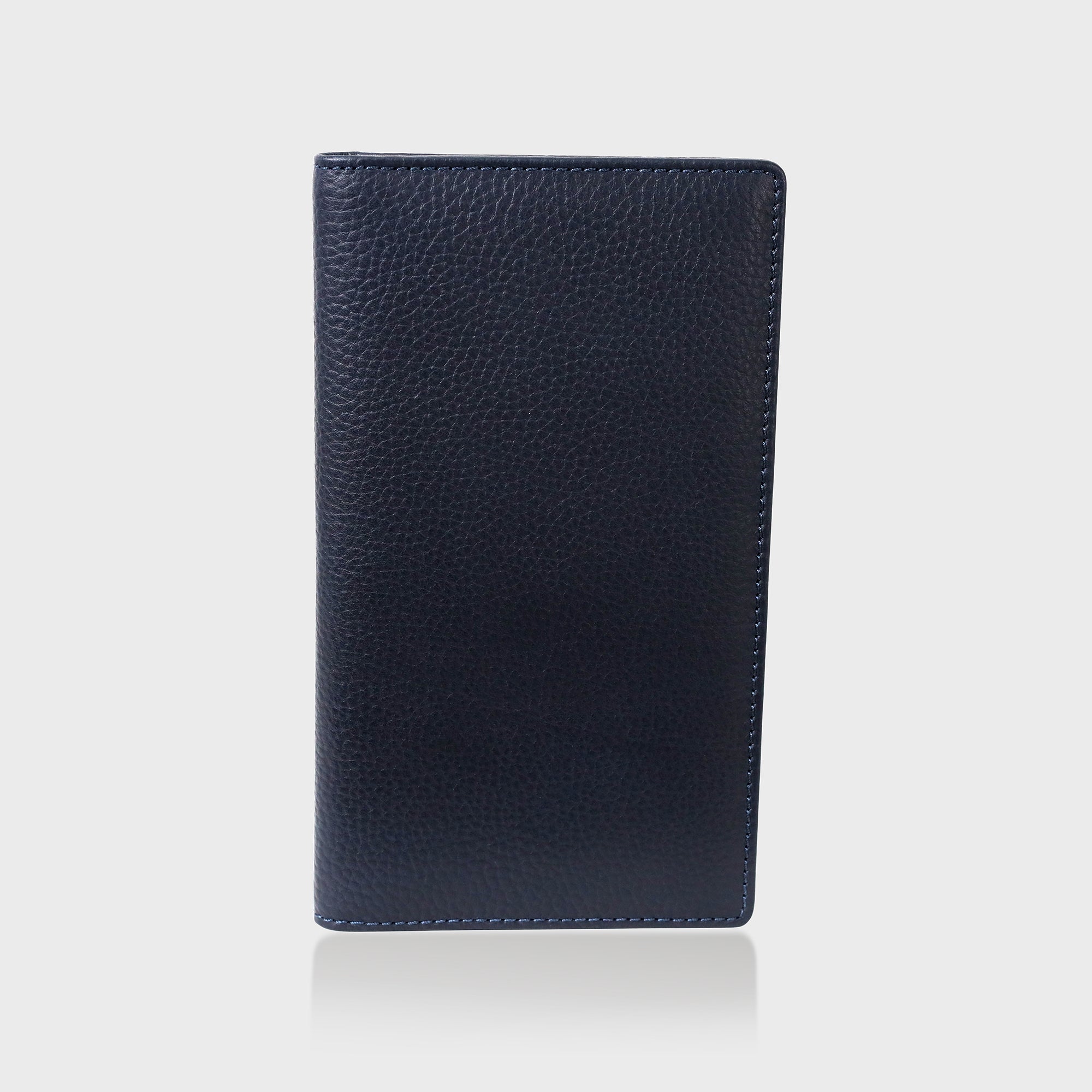 Personalised Pebble Grain Leather Travel Wallet - Navy / Green