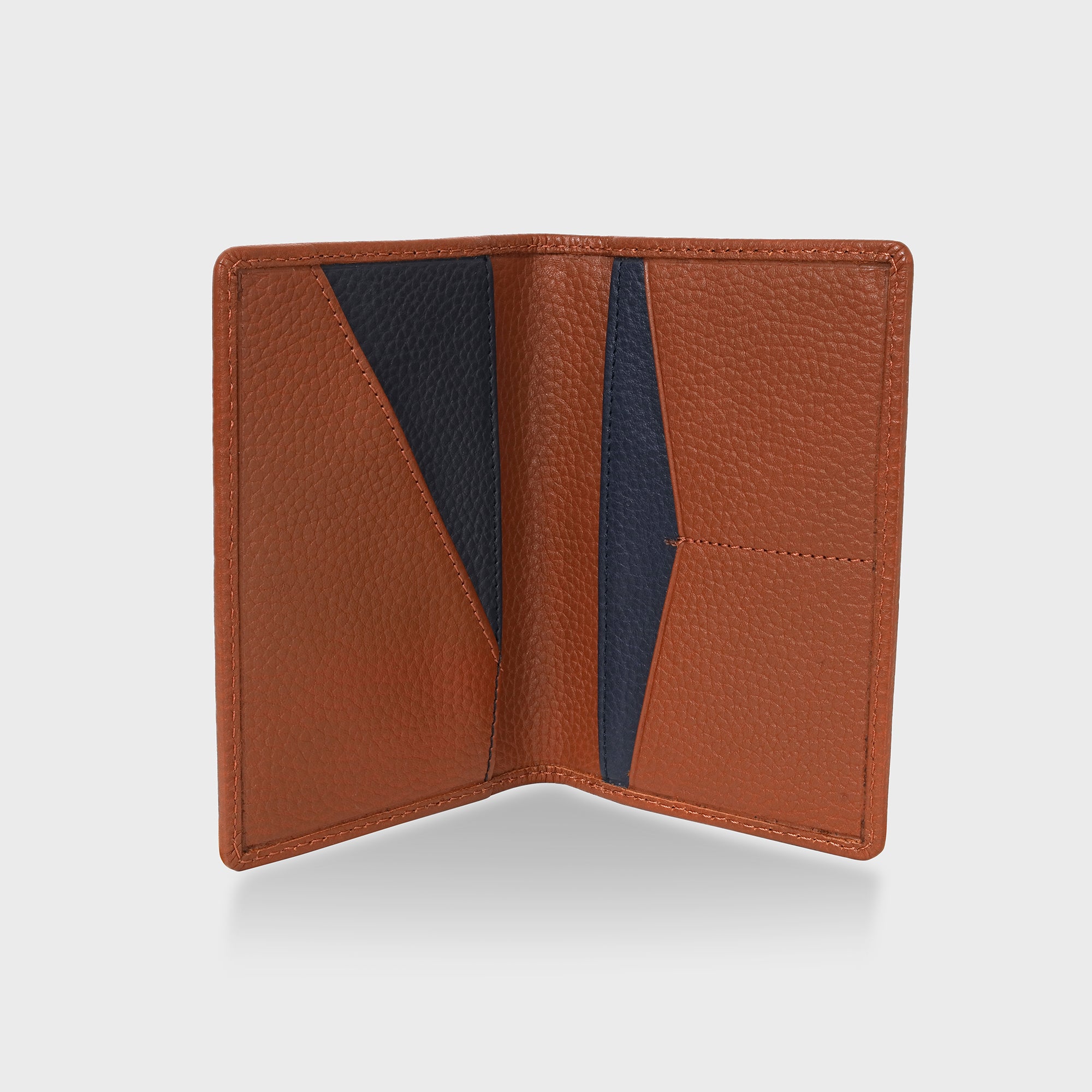 Personalised Pebble Grain Leather Passport Holder - Tan / Navy