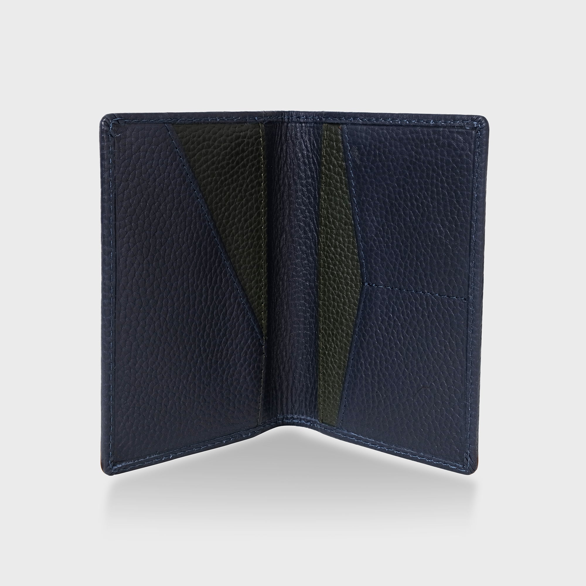 Personalised Pebble Grain Leather Passport Holder - Navy / Green