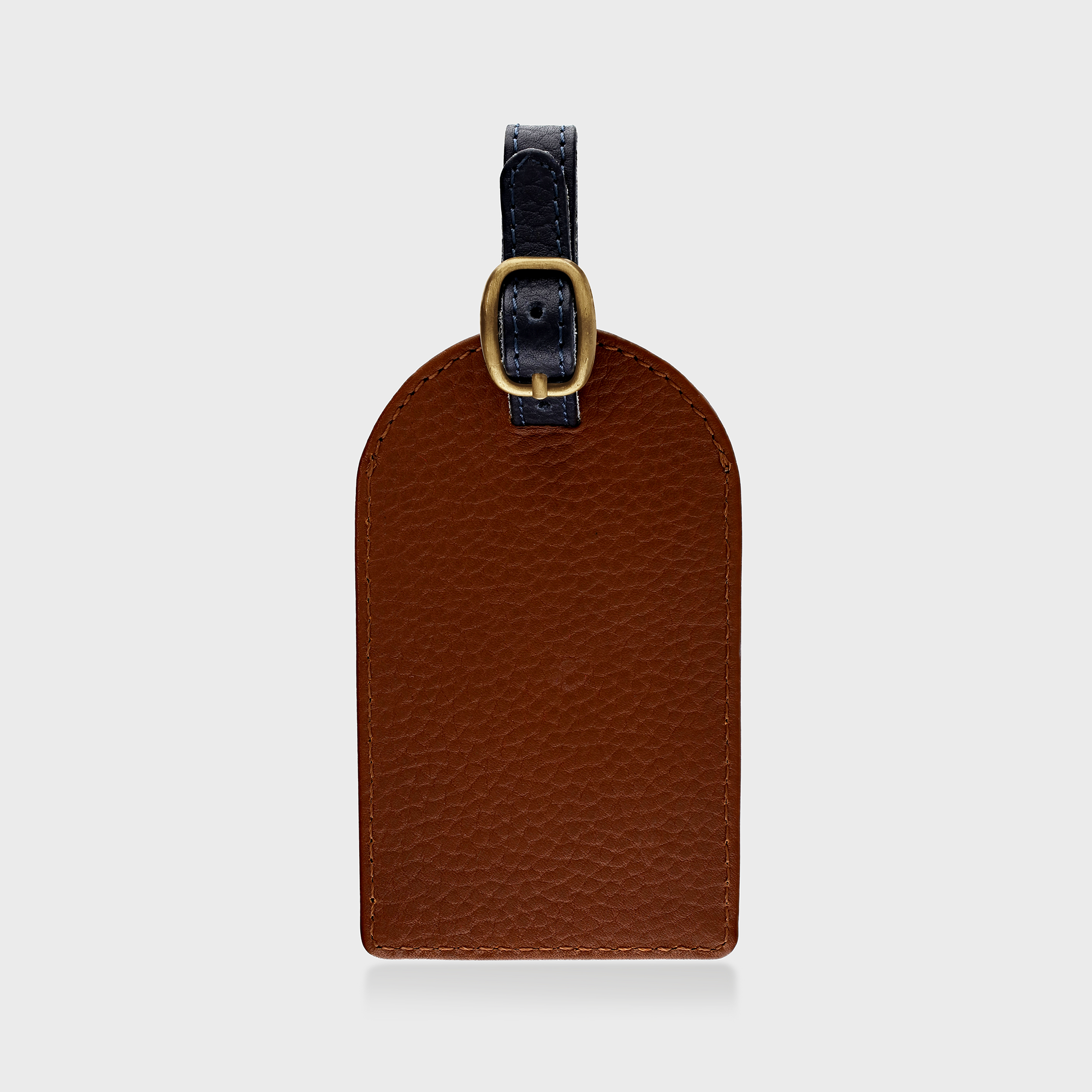 Personalised Pebble Grain Leather Luggage Tag - Tan / Navy