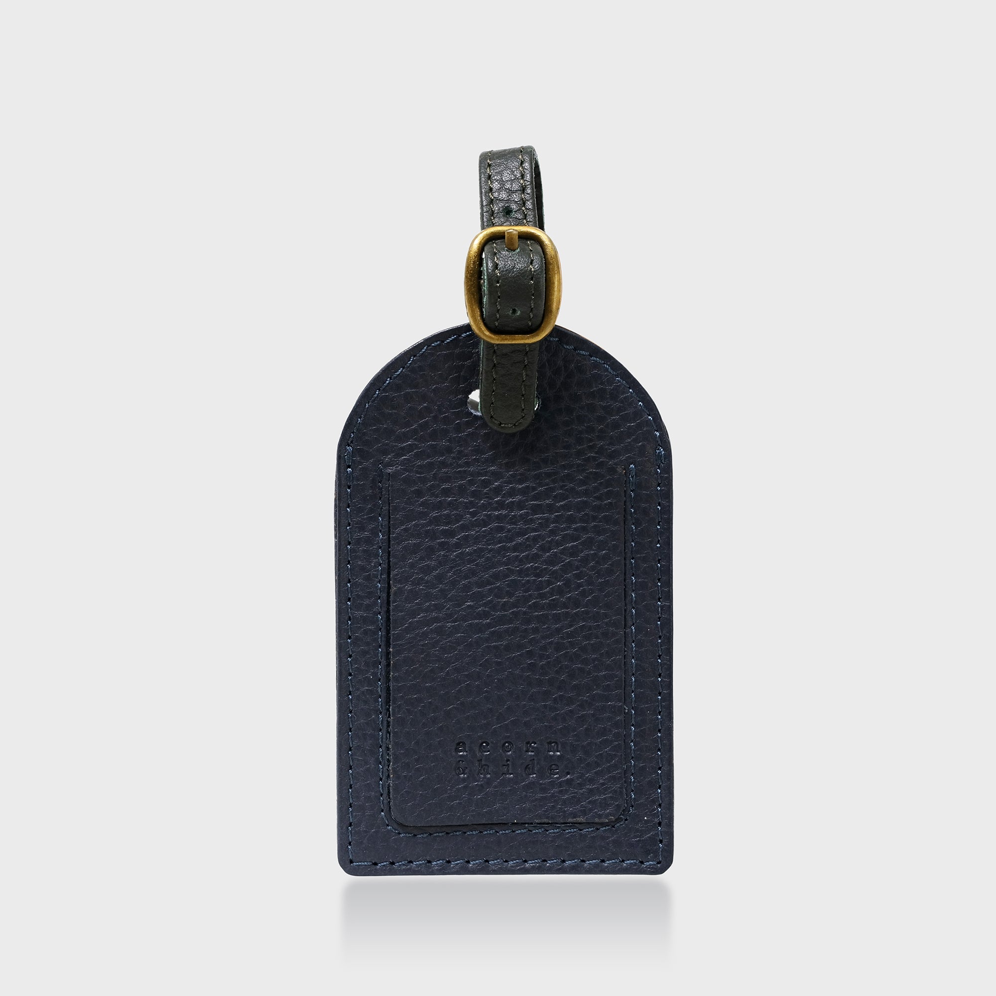 Personalised Pebble Grain Leather Luggage Tag - Navy / Green