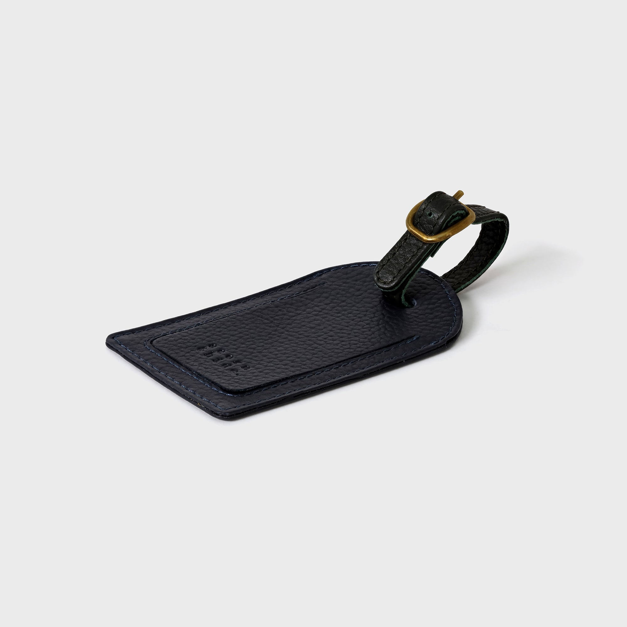 Personalised Pebble Grain Leather Luggage Tag - Navy / Green