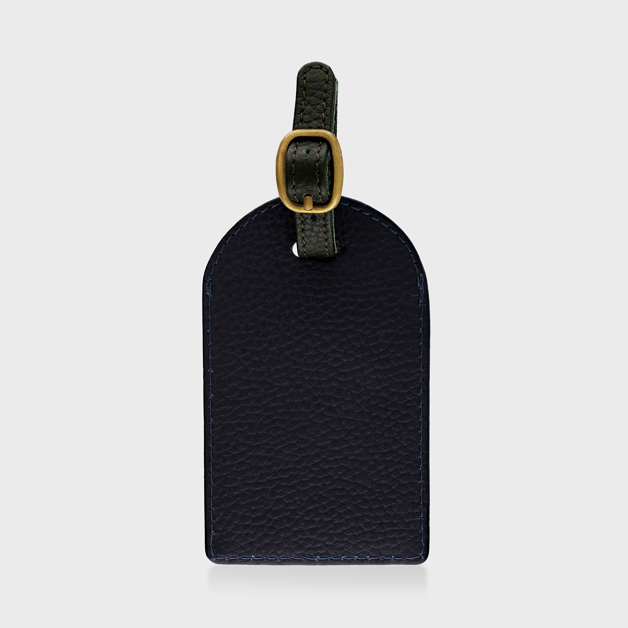 Personalised Pebble Grain Leather Luggage Tag - Navy / Green