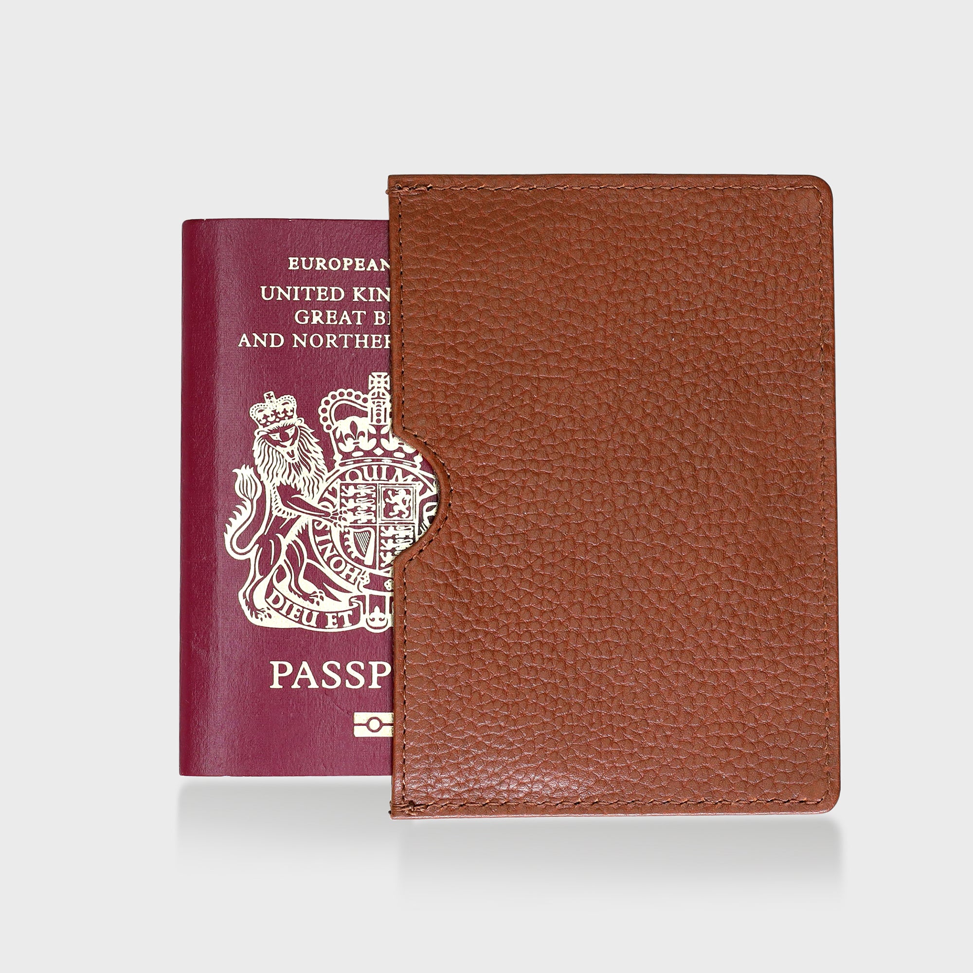 Personalised Pebble Grain Leather Passport Sleeve - Tan