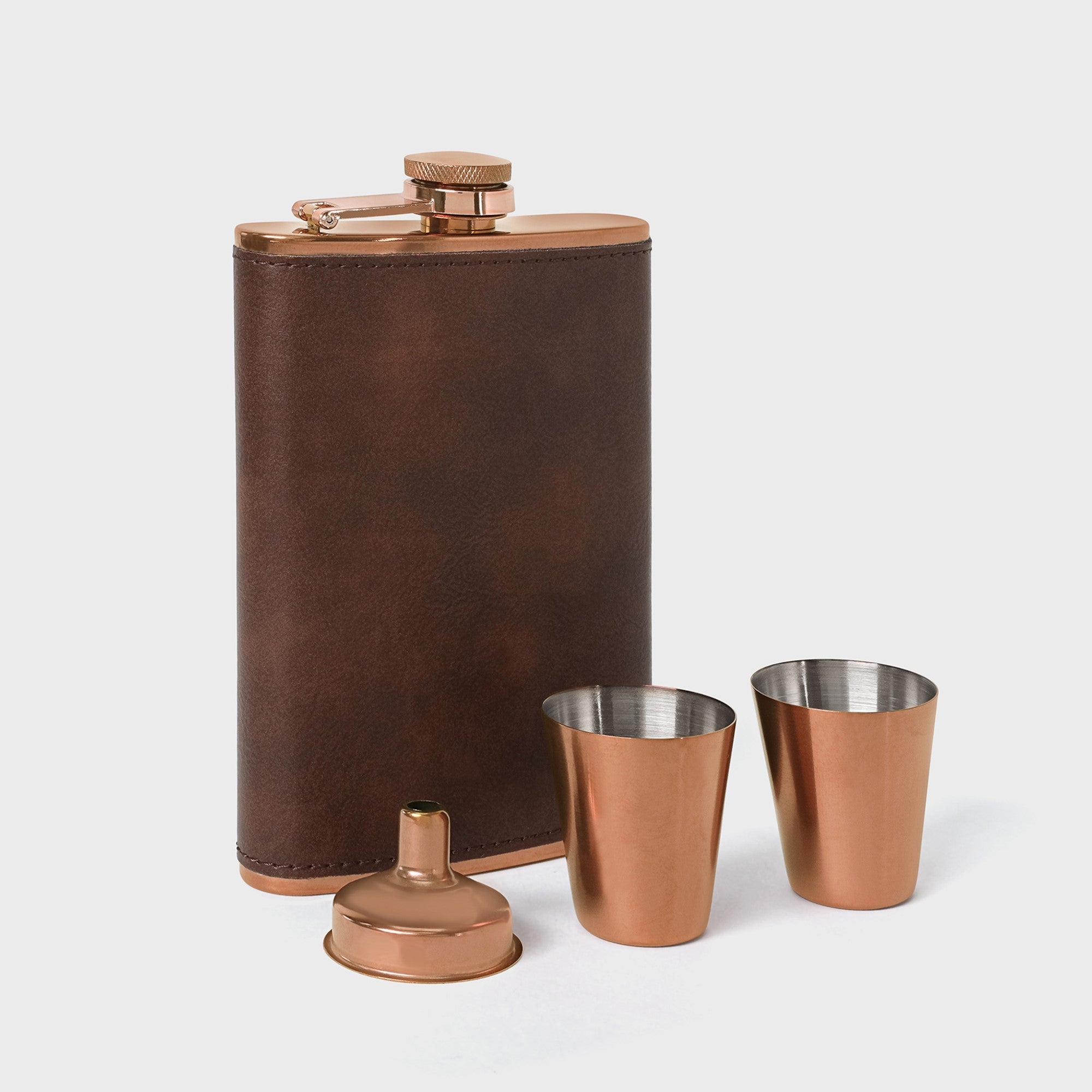 Personalised Copper Hip Flask Set with Funnel & Shot Cups