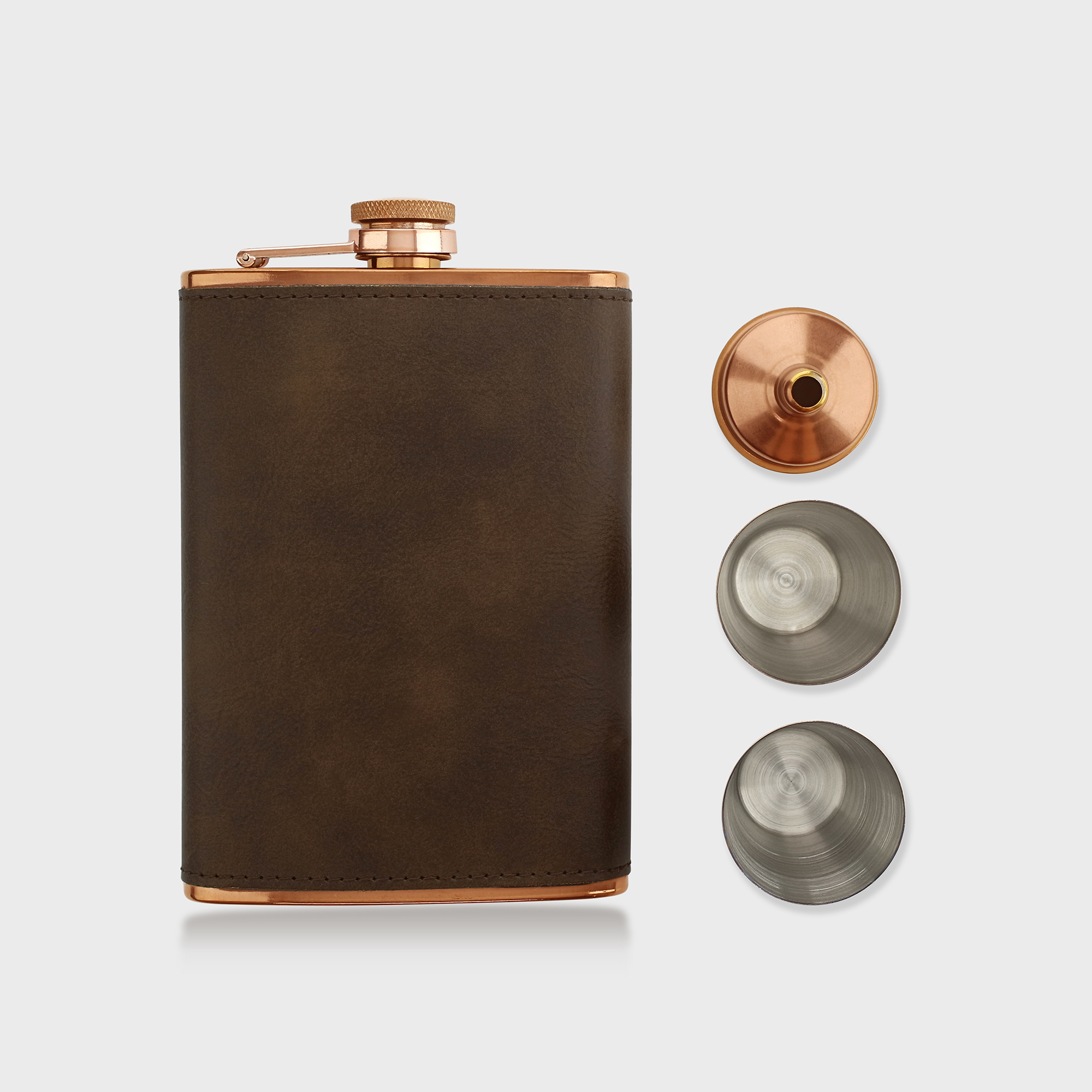 Personalised Copper Hip Flask Set with Funnel & Shot Cups