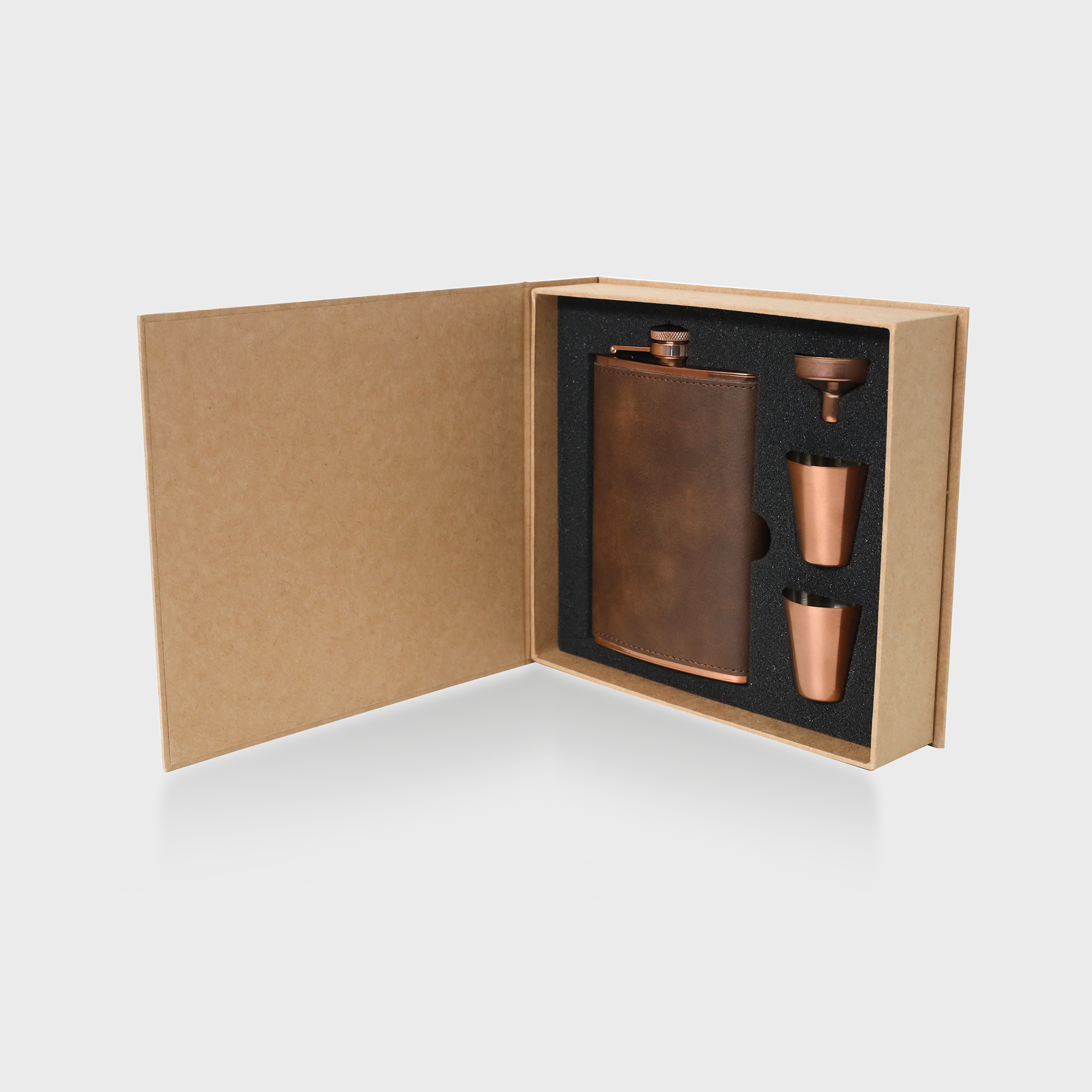 Personalised Copper Hip Flask Set with Funnel & Shot Cups