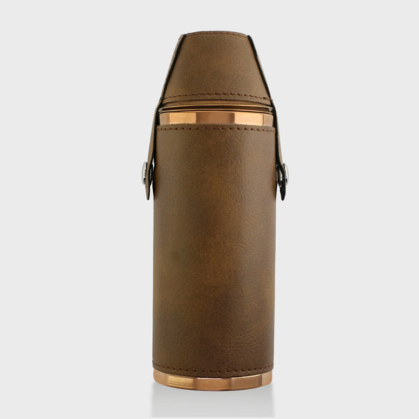 Personalised Hunters Flask With Shot Cups - Brown / Copper
