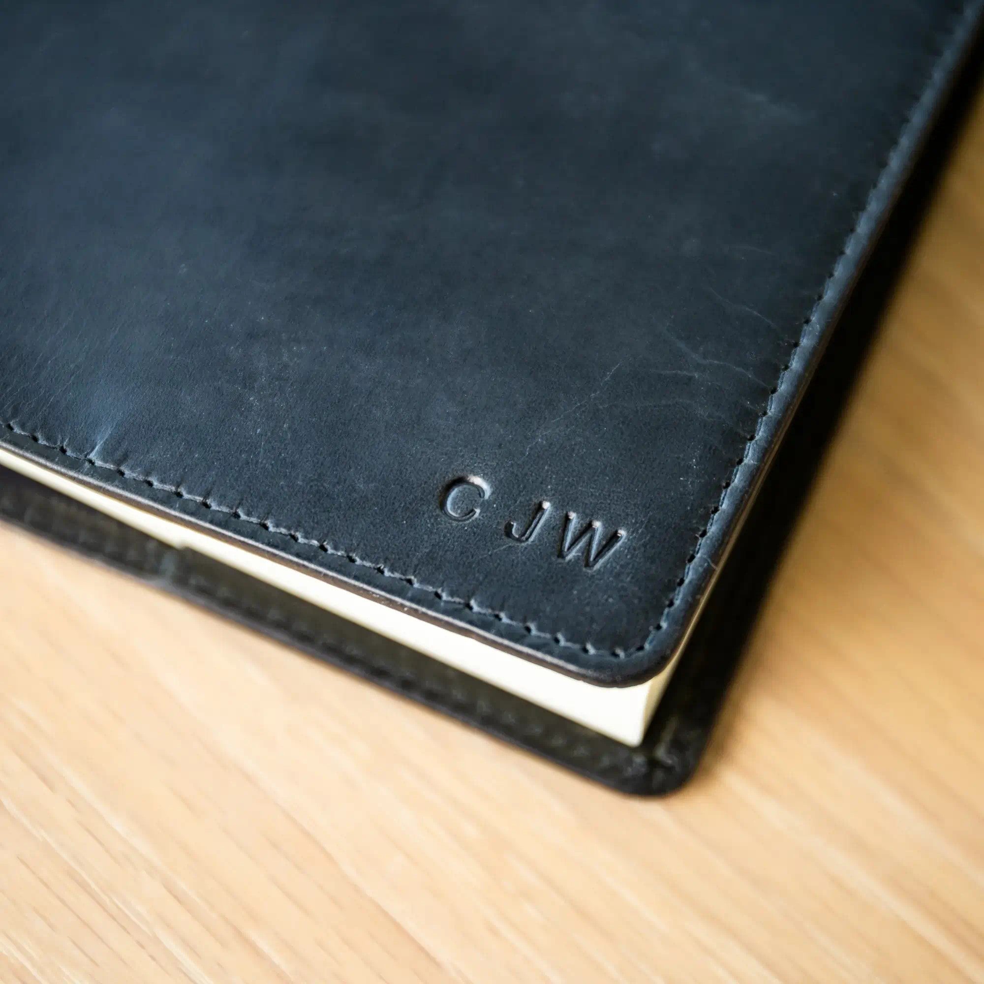 Personalised Refillable Leather Notebook - Black