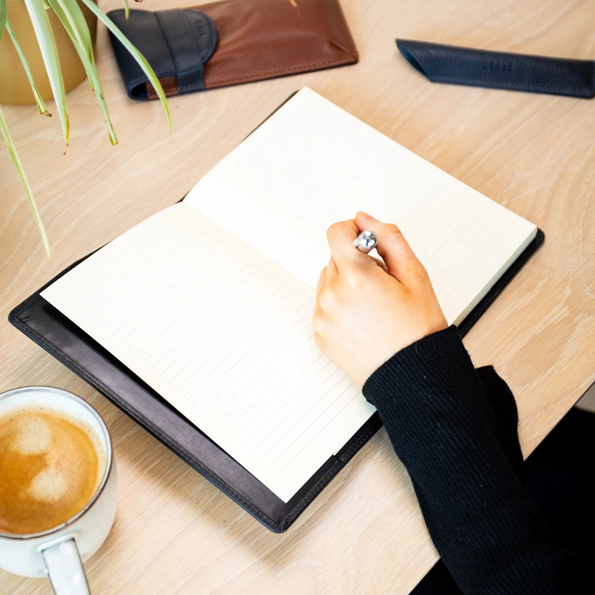 Personalised Refillable Leather Notebook - Black