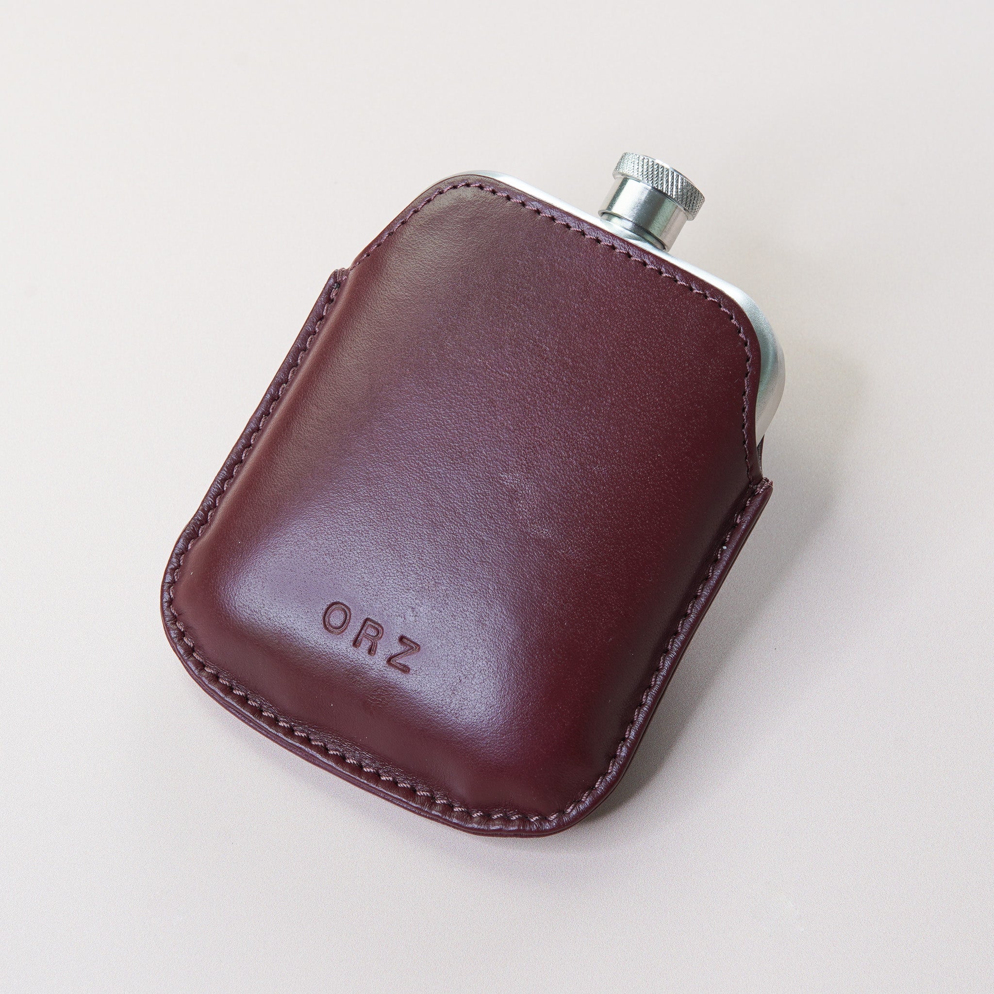 Stainless Steel Hip Flask With Personalised Leather Sleeve - Cherry