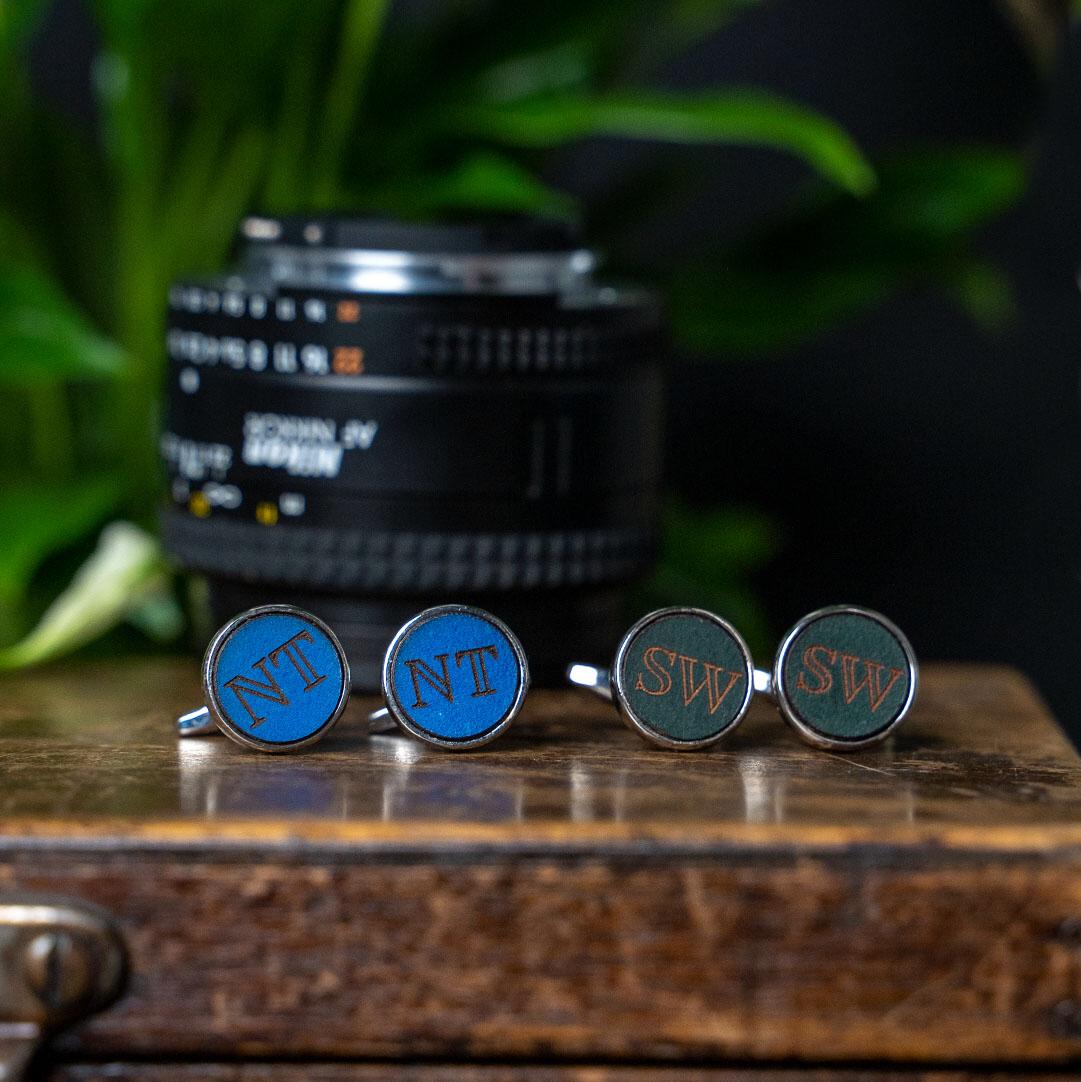 Personalised Leather Inlay Laser Engraved Cufflinks