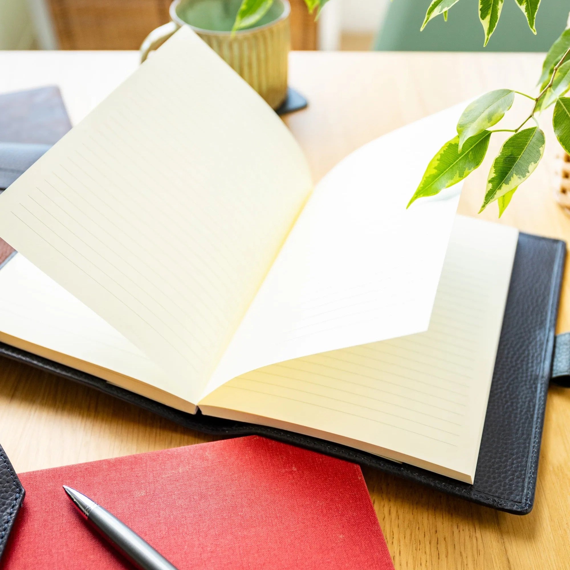 Personalised Pebble Grain Leather Notebook - Navy / Bottle Green