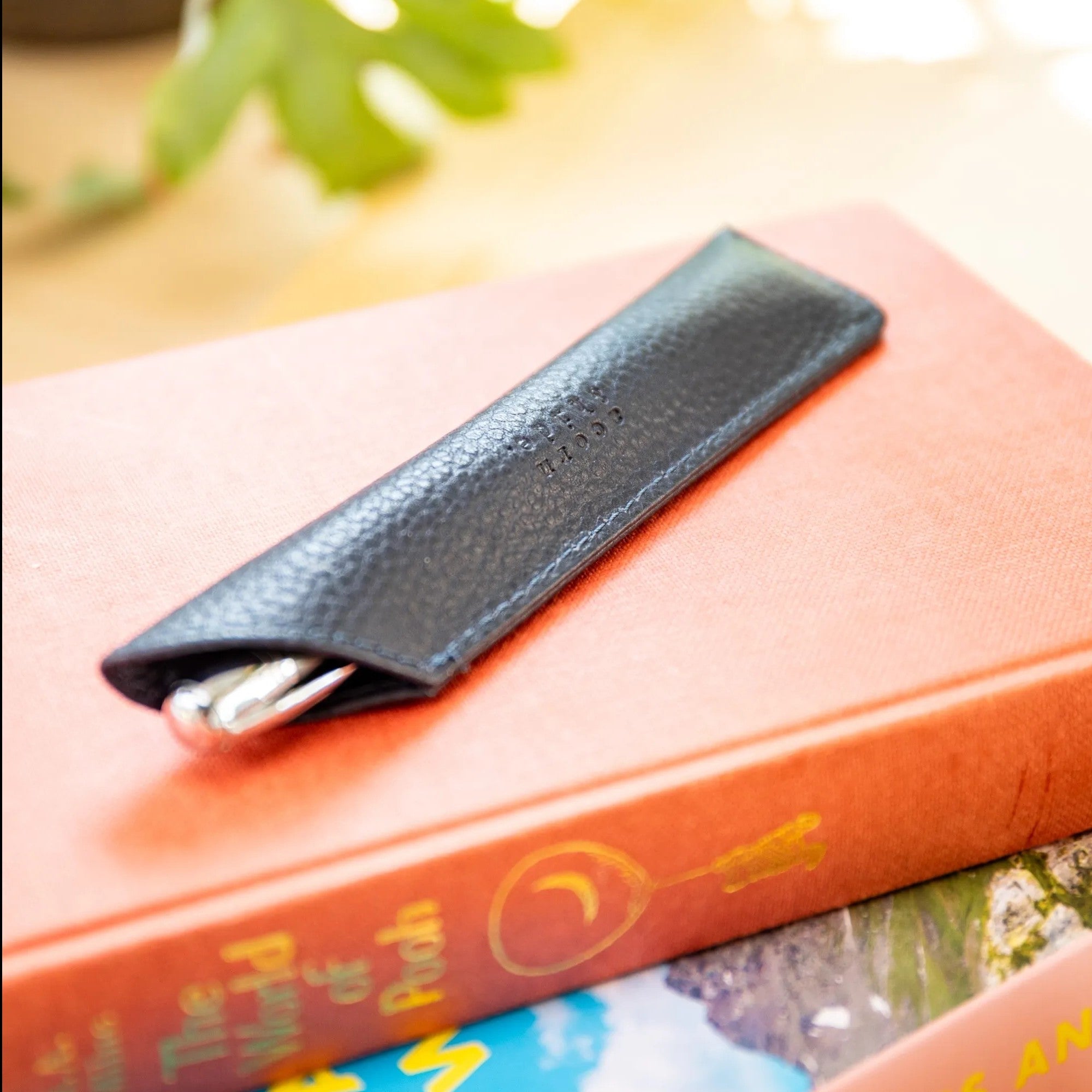 Personalised Pebble Grain Leather Pen Holder - Navy
