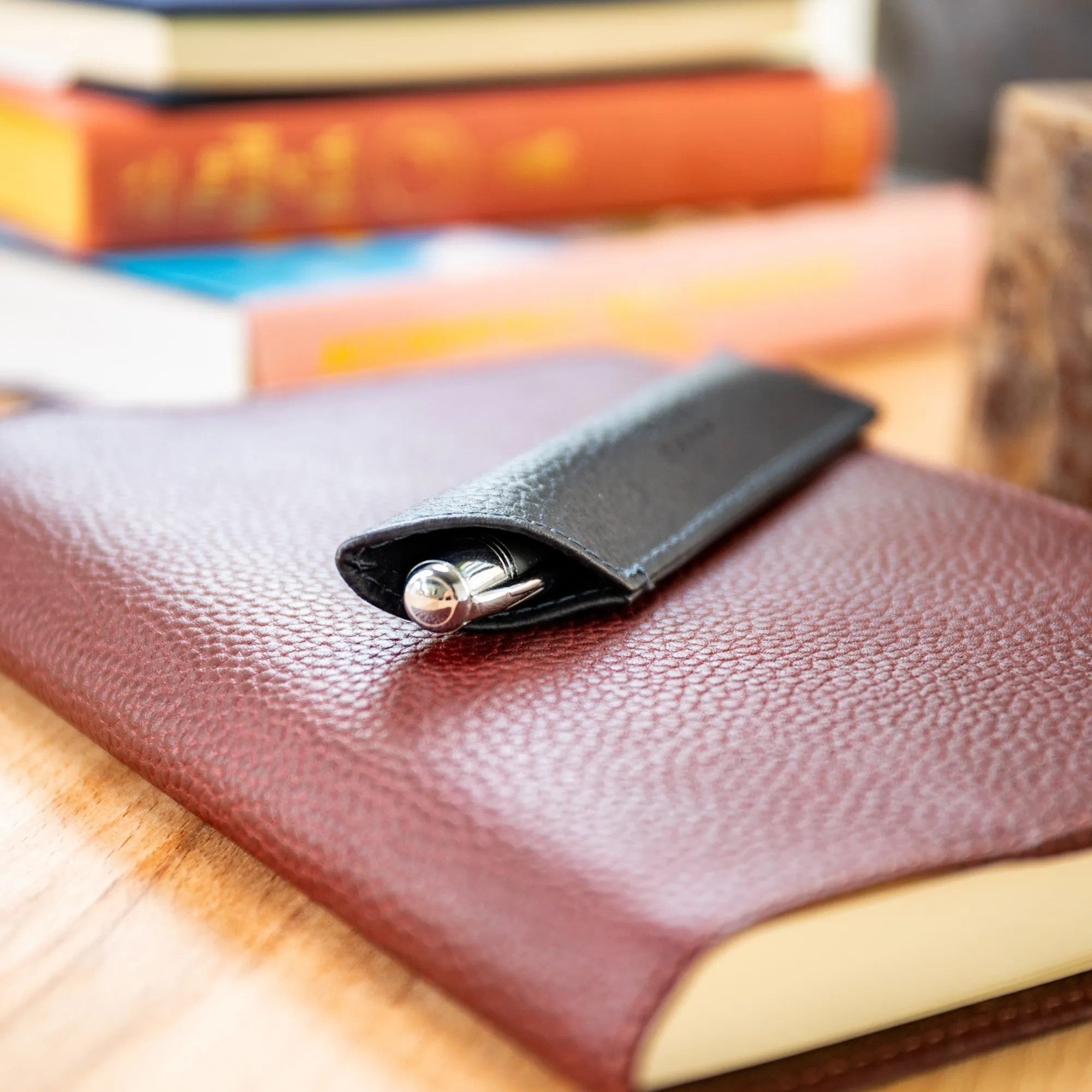 Personalised Pebble Grain Leather Pen Holder - Navy
