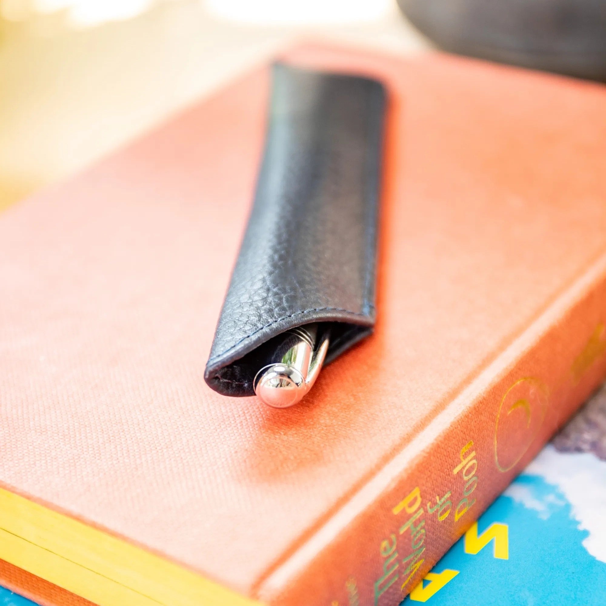 Personalised Pebble Grain Leather Pen Holder - Navy