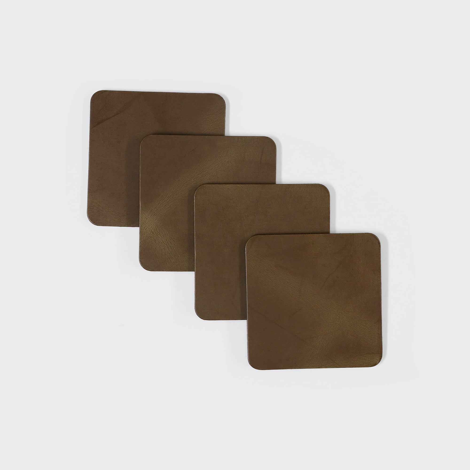 Personalised Leather Coasters - Brown