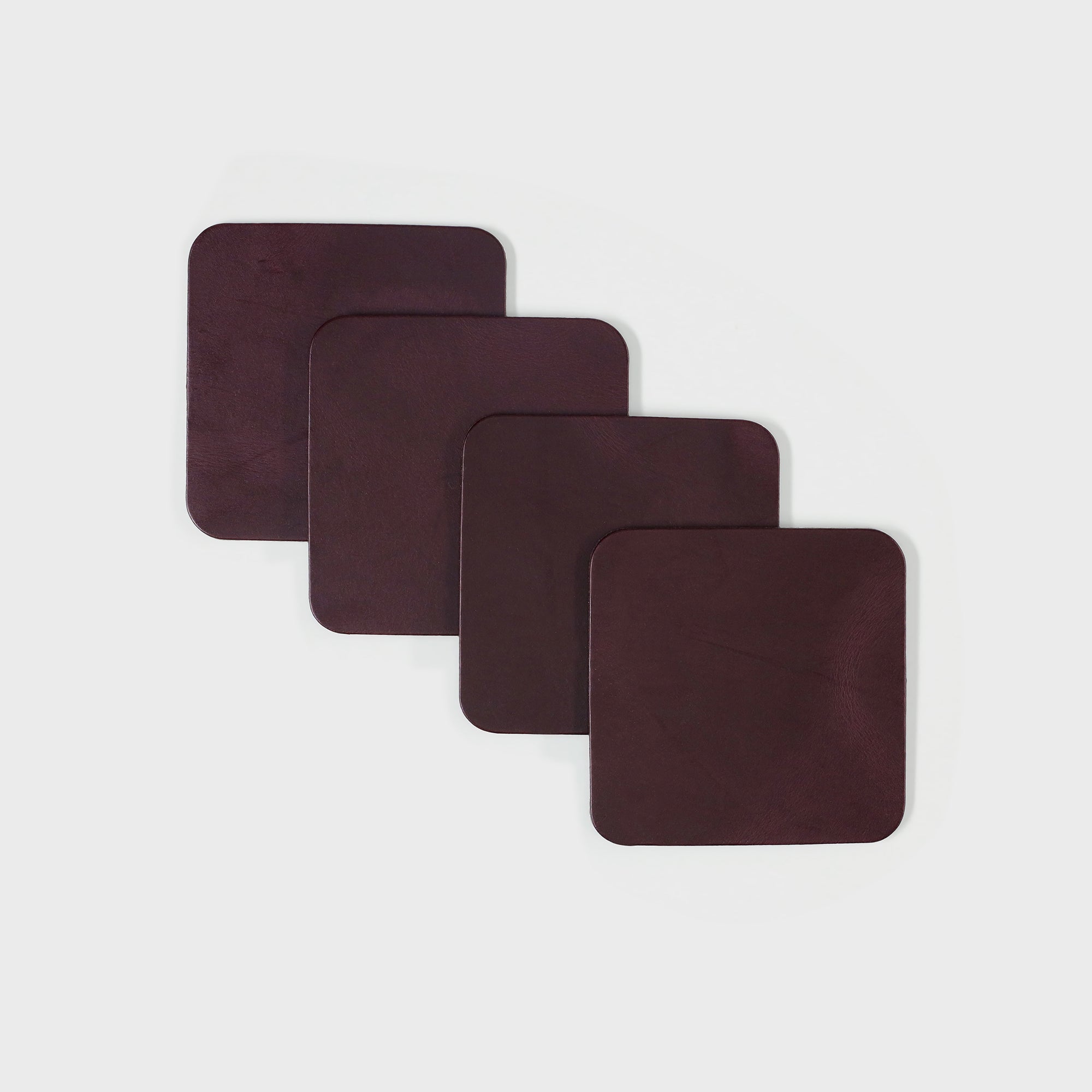 Personalised Leather Coasters - Burgundy