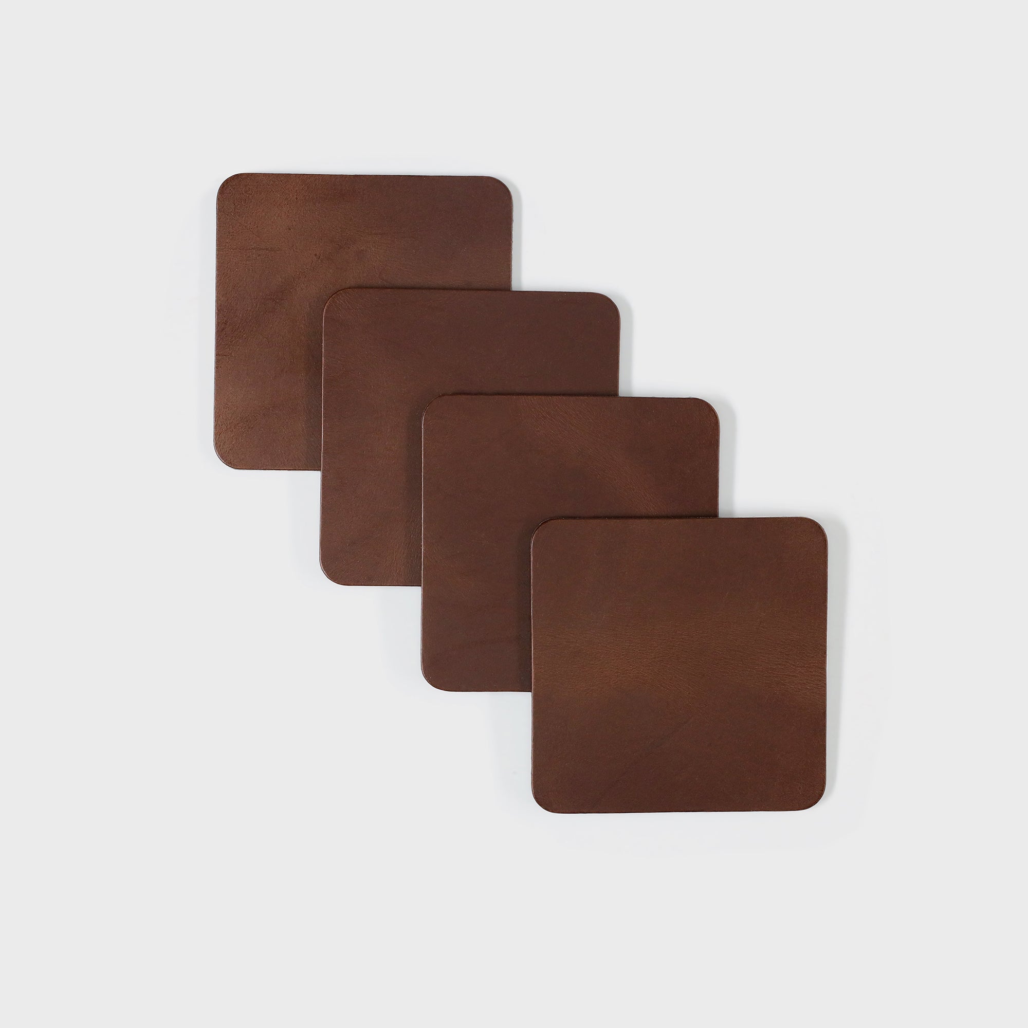 Personalised Leather Coasters - Oak Brown