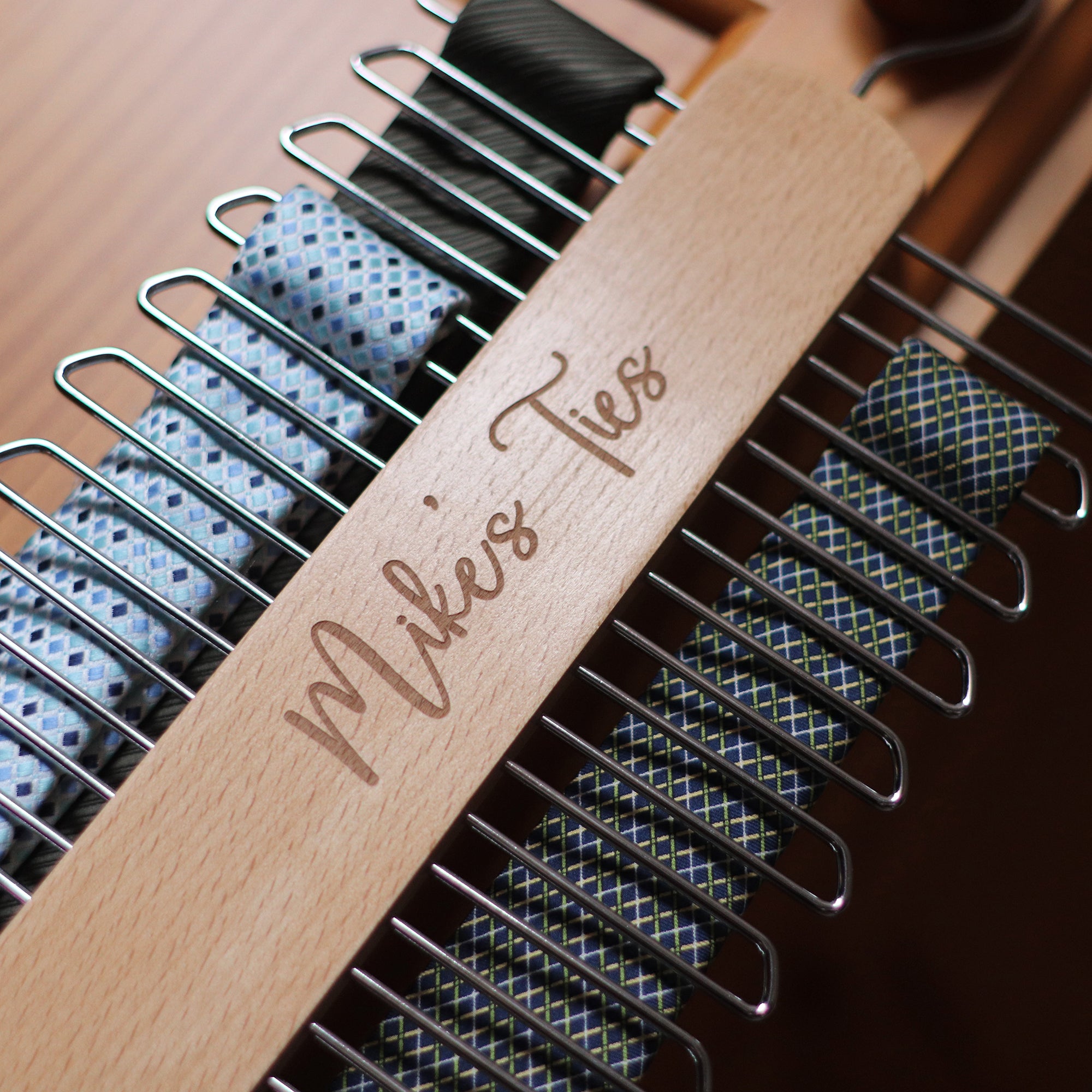 Personalised Wooden Tie Rack